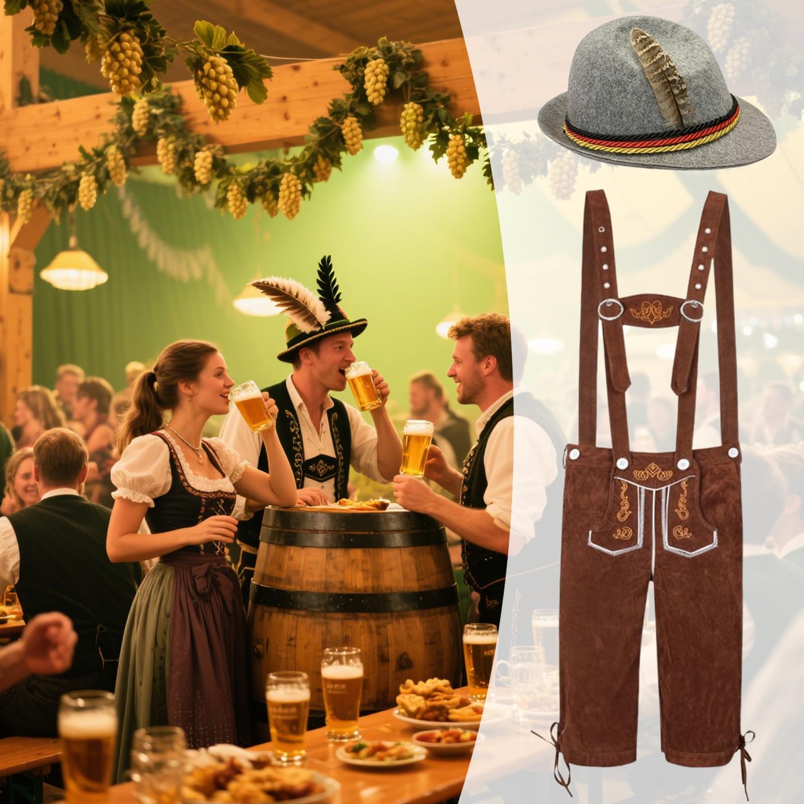 Costume da Oktoberfest da uomo, tradizionale, per feste di birra, per feste musicali, eventi culturali tedeschi, celebrazioni e riunioni di famiglia