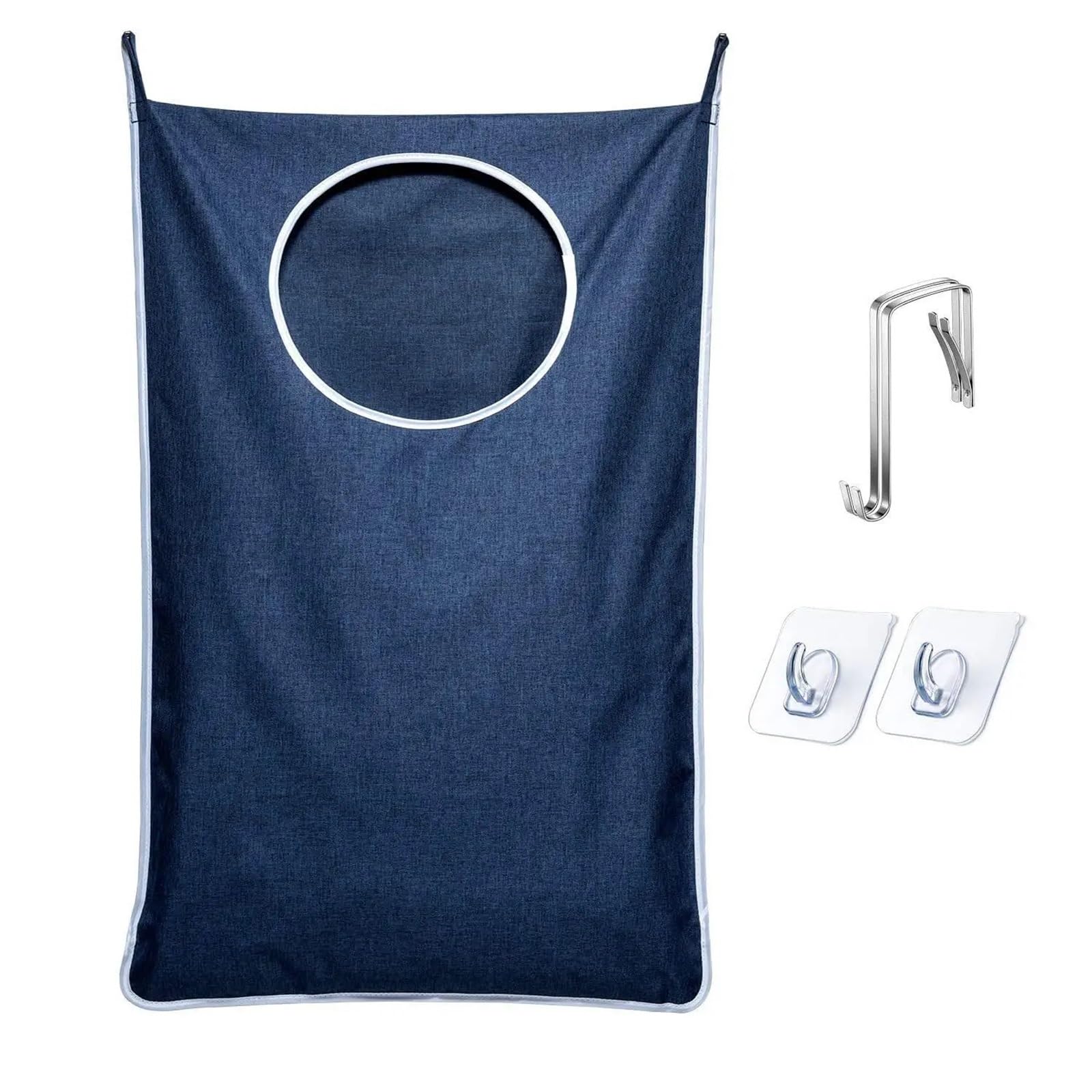 Sacco Per Bucato Sospeso Cesto for la biancheria montato a parete | Borsa portaoggetti sul retro for appendere il cesto dei vestiti sporchi(Grey)