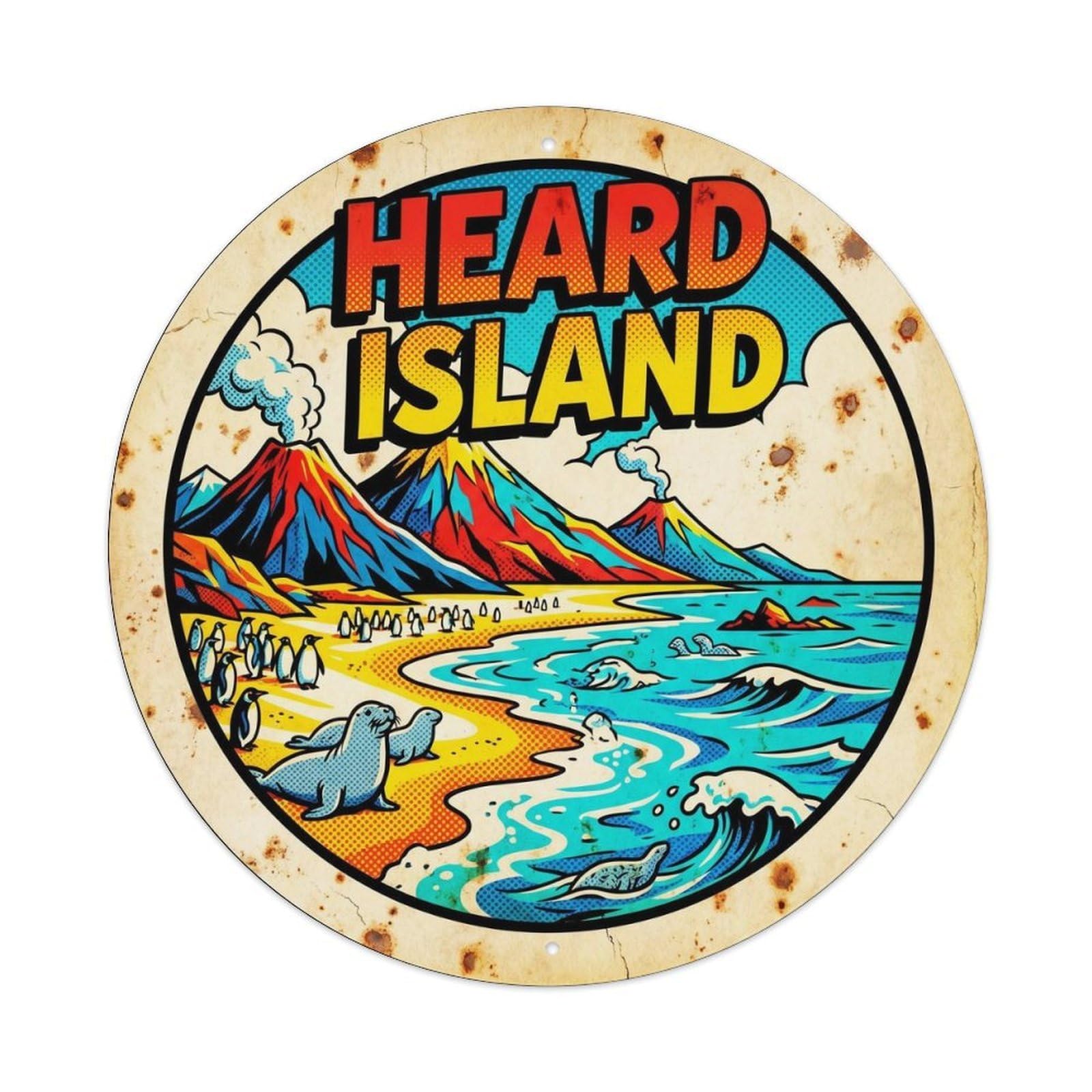 Heard Island And Mc Donald Wild Coast Retro Graphic Metal Tin Sign