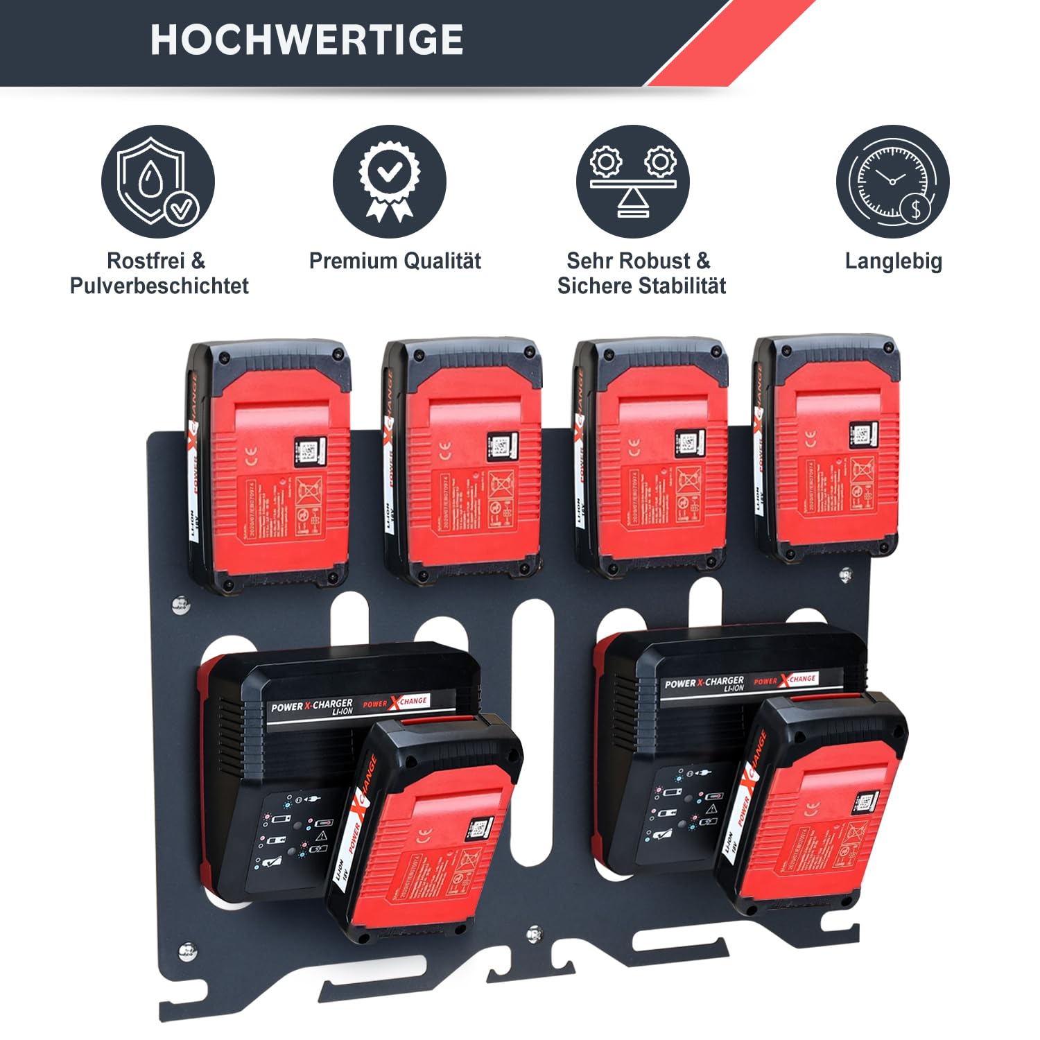 TOPOWN 3in1 Pro Wandhalterung für Einhell Ladegeräte und 18V Akku, für Power X-Change Charger, Twincharger, Fastcharger, Boostcharger