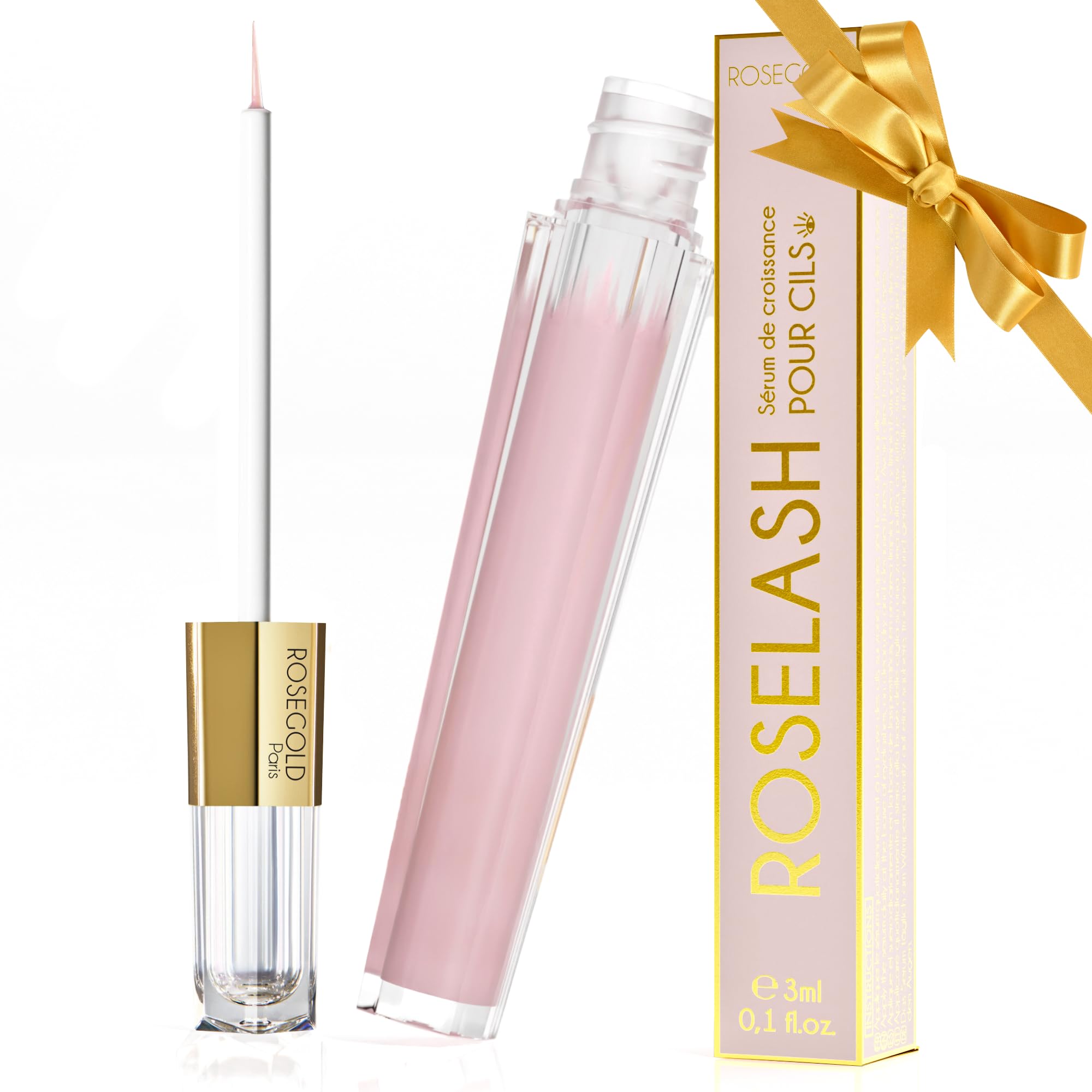 ROSEGOLD ROSELASH Serum Pestañas Crecimiento Lash Serum Eyelash Serum para Pestañas Más Largas Densas y Fuertes - 99% Natural - Fabricado en Francia - Sin Hormonas Sin Perfume Vegan Cruelty Free