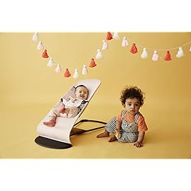 BabyBjrn Bouncer Balance Soft - Light Pink/Gray, Jersey Cotton, 2-in-1 Adjustable Baby Bouncer Seat and Toddler Chair, Newborn to Toddler (8-29 lbs), 4 Positions, Lightweight & Portable