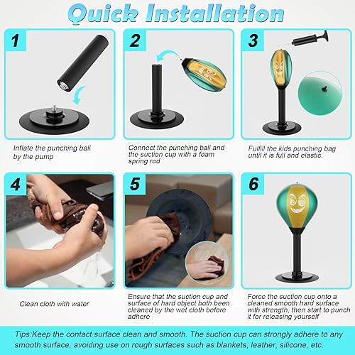 Miniatura 4 de HZG Saco de boxeo de escritorio, antiestrés con ventosa para mesa de oficina y mostradores, pelota de alivio de estrés resistente, pelota de boxeo