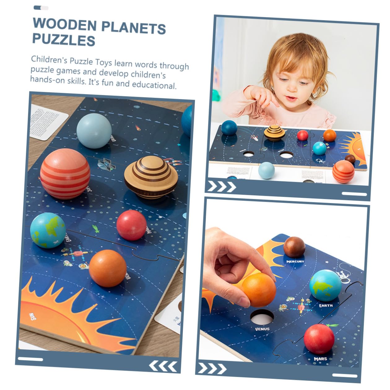 Puzzle Planetario in Legno per Bambini, Educativo Montessori per Sviluppare Creatività e Intelligenza Pianeti del Cosmo Solare