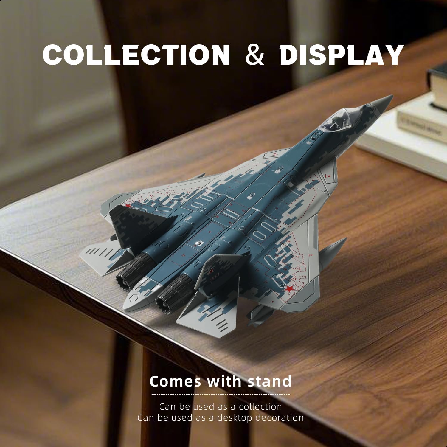 NUOTIE Quick Build Plastic su-57s Military Aircraft Model 1/72 Russian Fifth Generation Stealth Multipurpose Fighter Building Airplane Model Kit for Gift and Collection (34 Pieces)