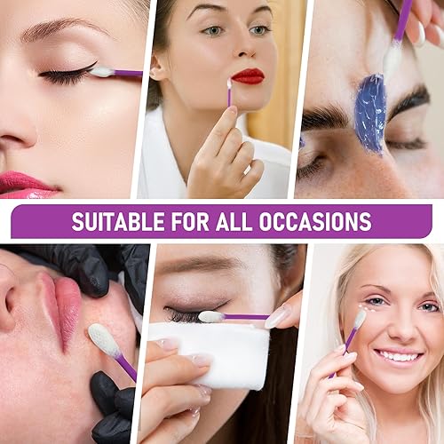 Miniatura 6 de 760 hisopos de algodón de precisión CGR empaquetados en recipiente de hisopo acrílico con punta puntiaguda y aplanada, aplicador de maquillaje