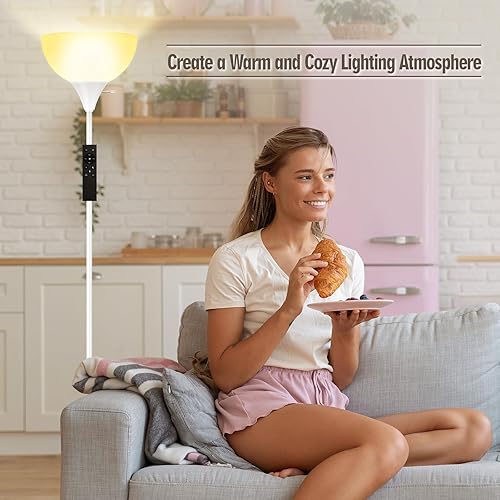 Miniatura 8 de Lámparas de pie para sala de estar, lámparas de pie Torchiere de 71'' con control remoto, temperatura de color y brillo ajustables 2700K-6500K,