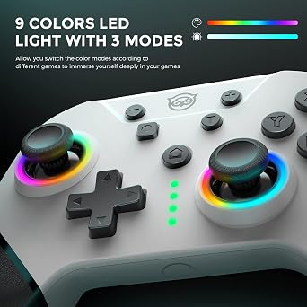 NYXI Wizard 2 Wireless Switch Controller, TMR Hall Joystick Wireless Controller, NFC, Adjustable Triggers, Programmable Buttons, 6-Axis Gyro, HD Rumble for Switch/NGC/PC (White)