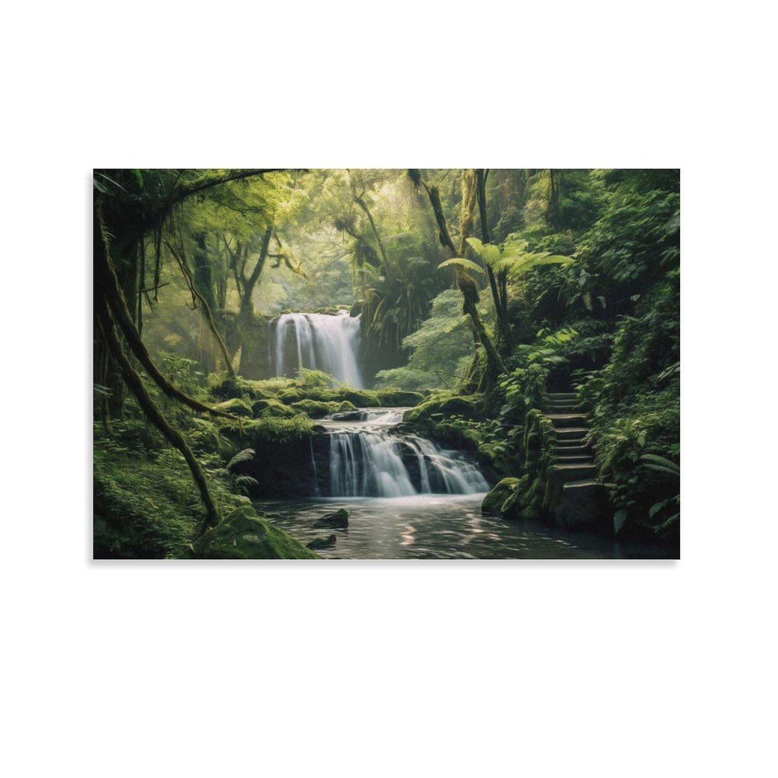 Foccar Unframe-Style Tropical Forest Wall Art Prints Waterfall Scenery Streams Nature Photo Pictures On Canvas Poster Wall Decor For Bedroom Home Decorations