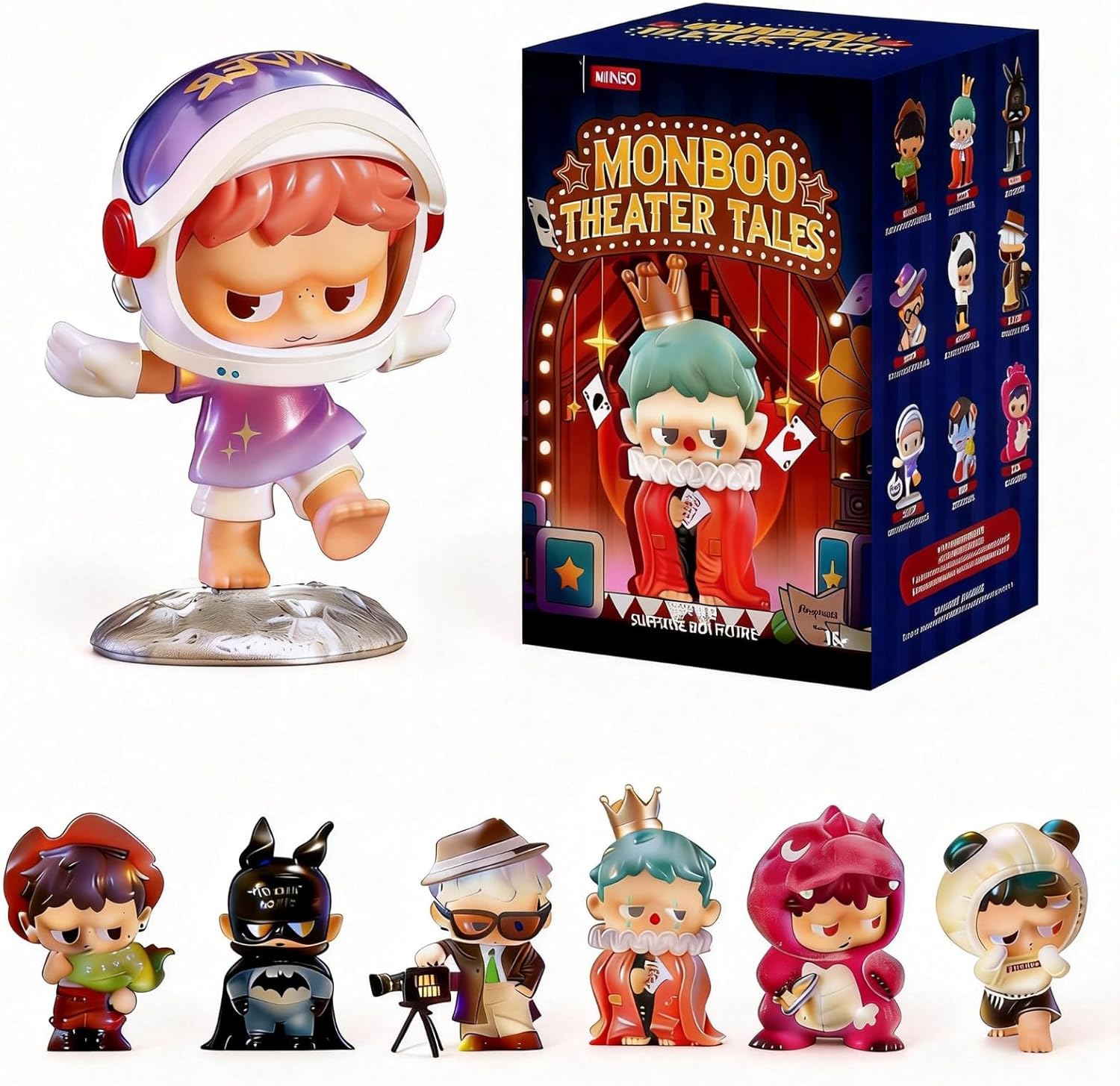 MINISO MONBOO Theater Tales Blind Box Toy Surprise Box Figure Model Cute Peripheral Ornaments Collectible Toy Surprise Figures for Room Decorations, Desktop Ornament, Birthday Gift, Single Box