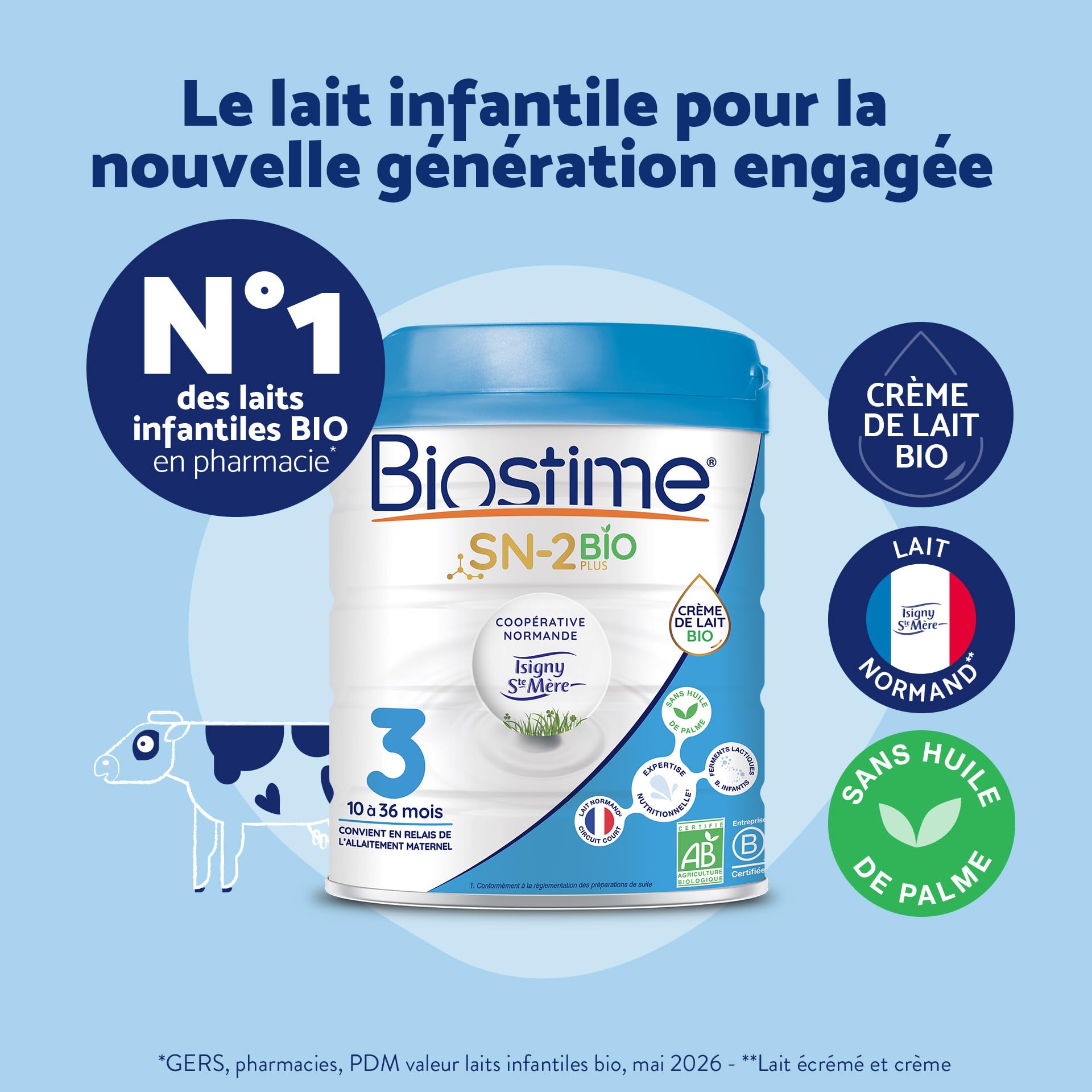 Biostime SN-2 Bio Plus Laits Infantiles Bio 3ème âge en poudre de 10 à 36 Mois 800 G - Lot De 3