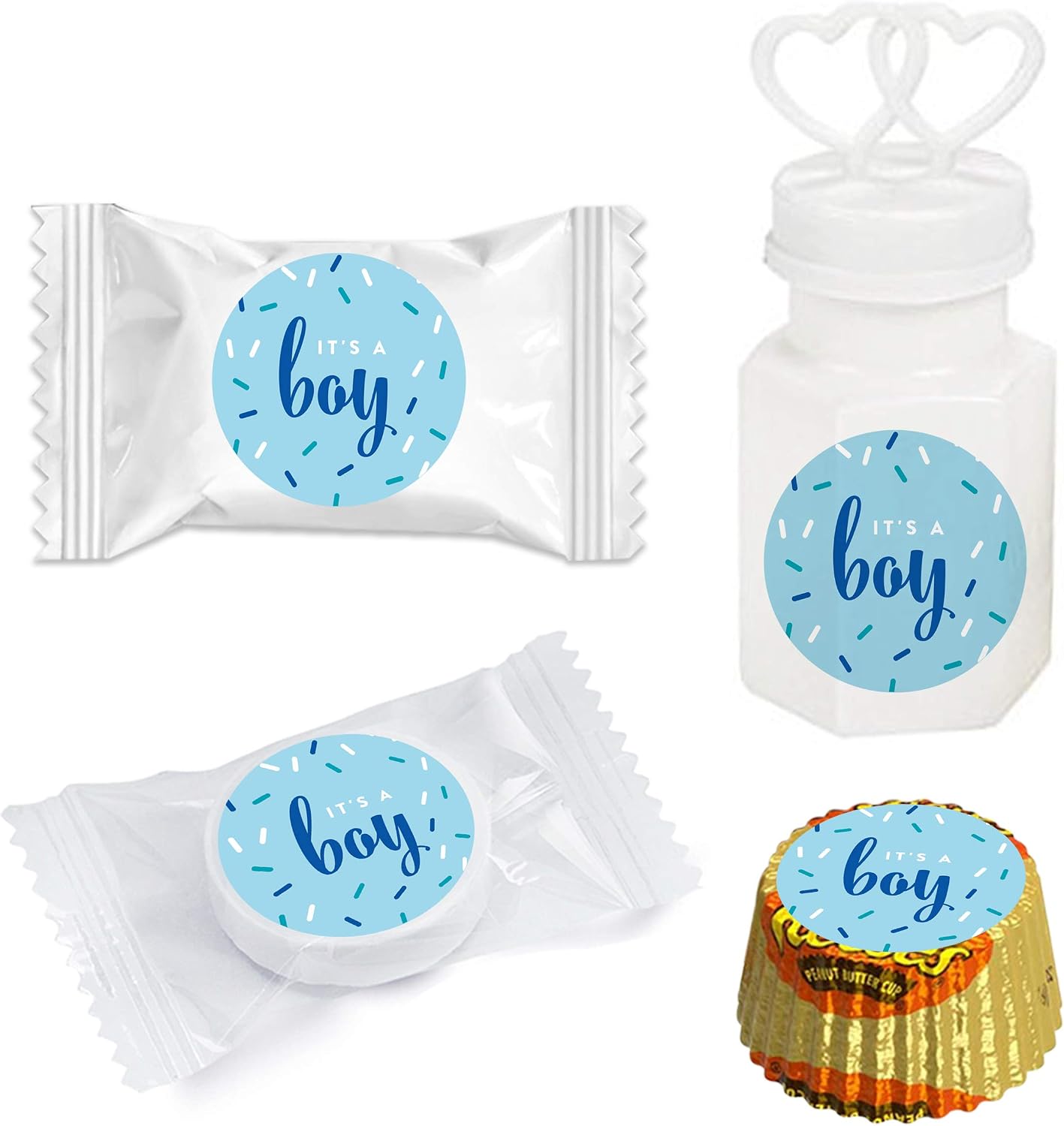 Andaz Press Chocolate Drop Labels Trio, Boy Baby Shower, Baby Sprinkle, Baby Blue, 216-Pack, Fits Kisses Party Favors, Decor, Decorations