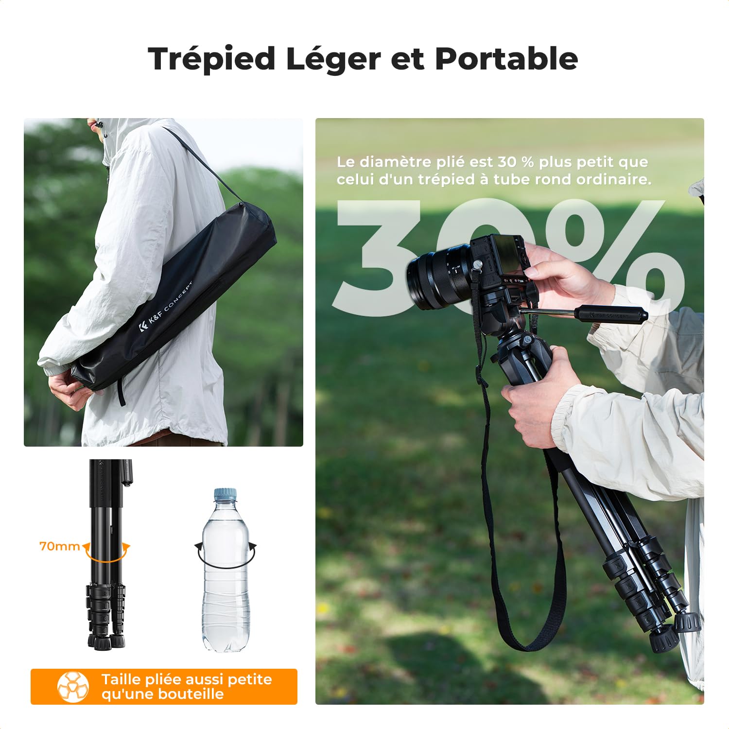 Trépied Appareil Photo pour Smartphone 190cm, K&F CONCEPT S255A3+BV01 Trépied Caméra avec Clip de Téléphone, pour DSLR Nikon Canon Sony, iPhone, Samsung, Tête Pan Amovible, Télécommande Bluetooth