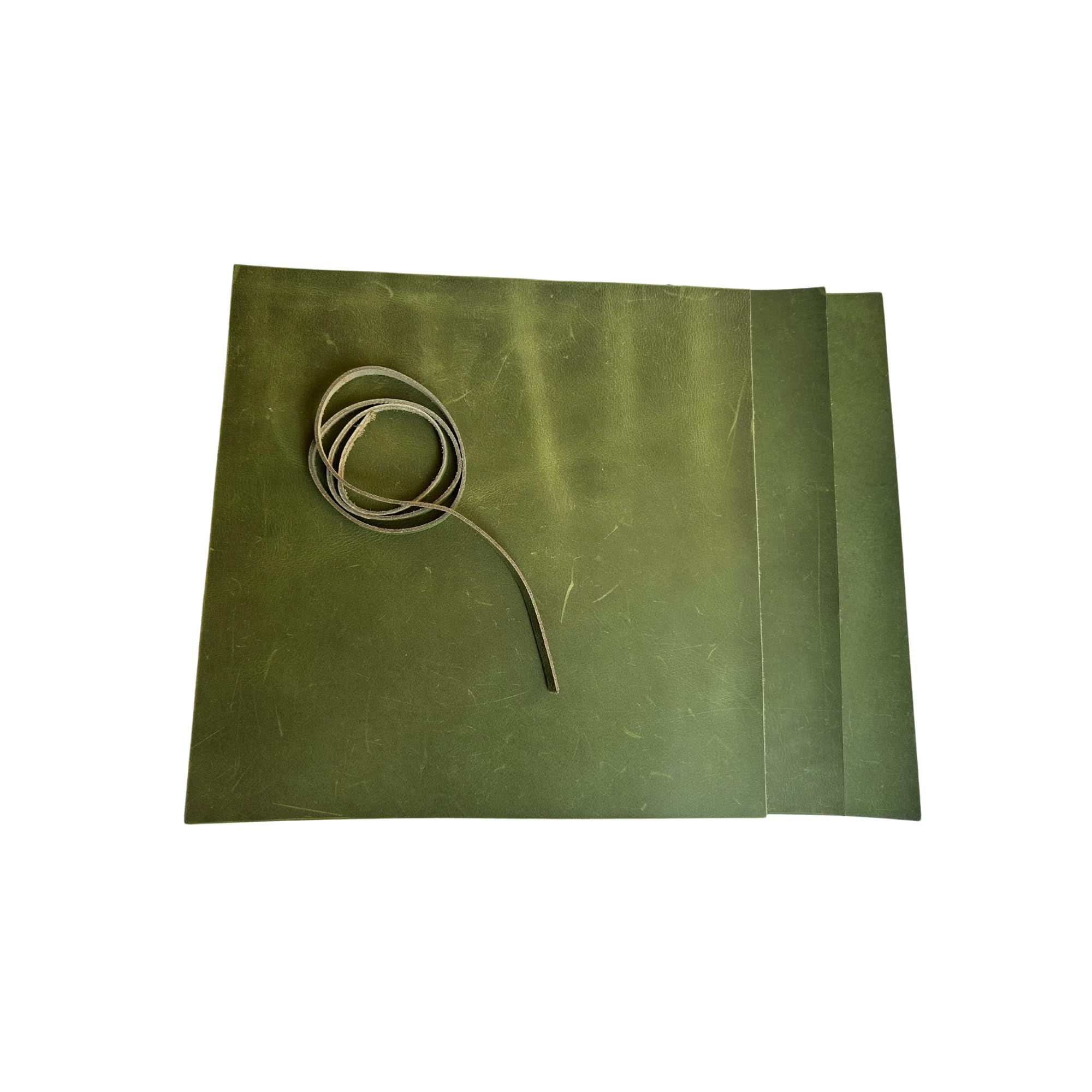 Gallanto Green Gallanton Leather Squares For Crafts –3 Sheets (30X30 Cm) + Cord (91Cm) - Full Grain Buffalo Leather - Great For Leatherworking, Arts And Crafts, Jewelry, Wallets (, 30Cm X 30Cm)
