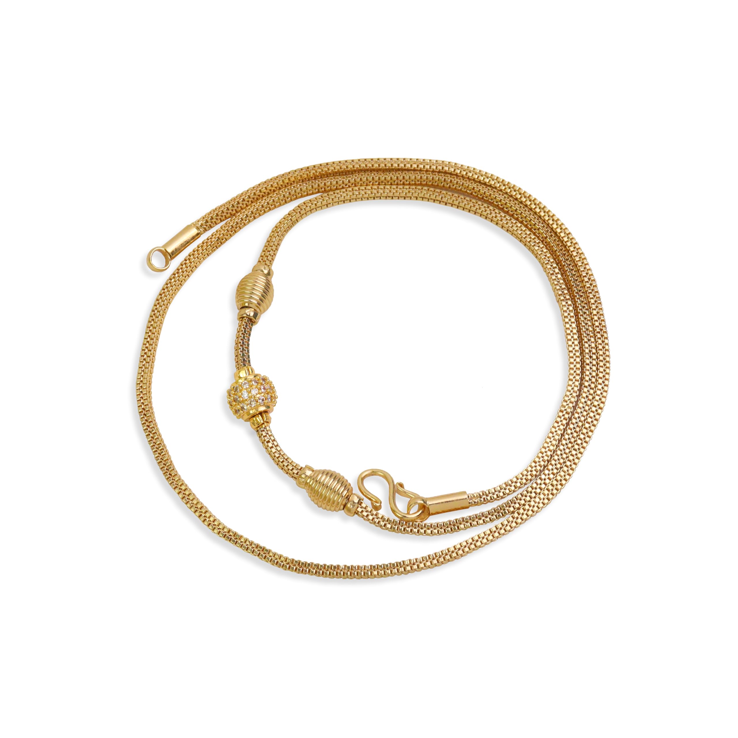 One Gram Micro Gold Plated Traditional Designer American Diamond Stone Mugappu Chain for Women & Girls (MC-1136)-image-27