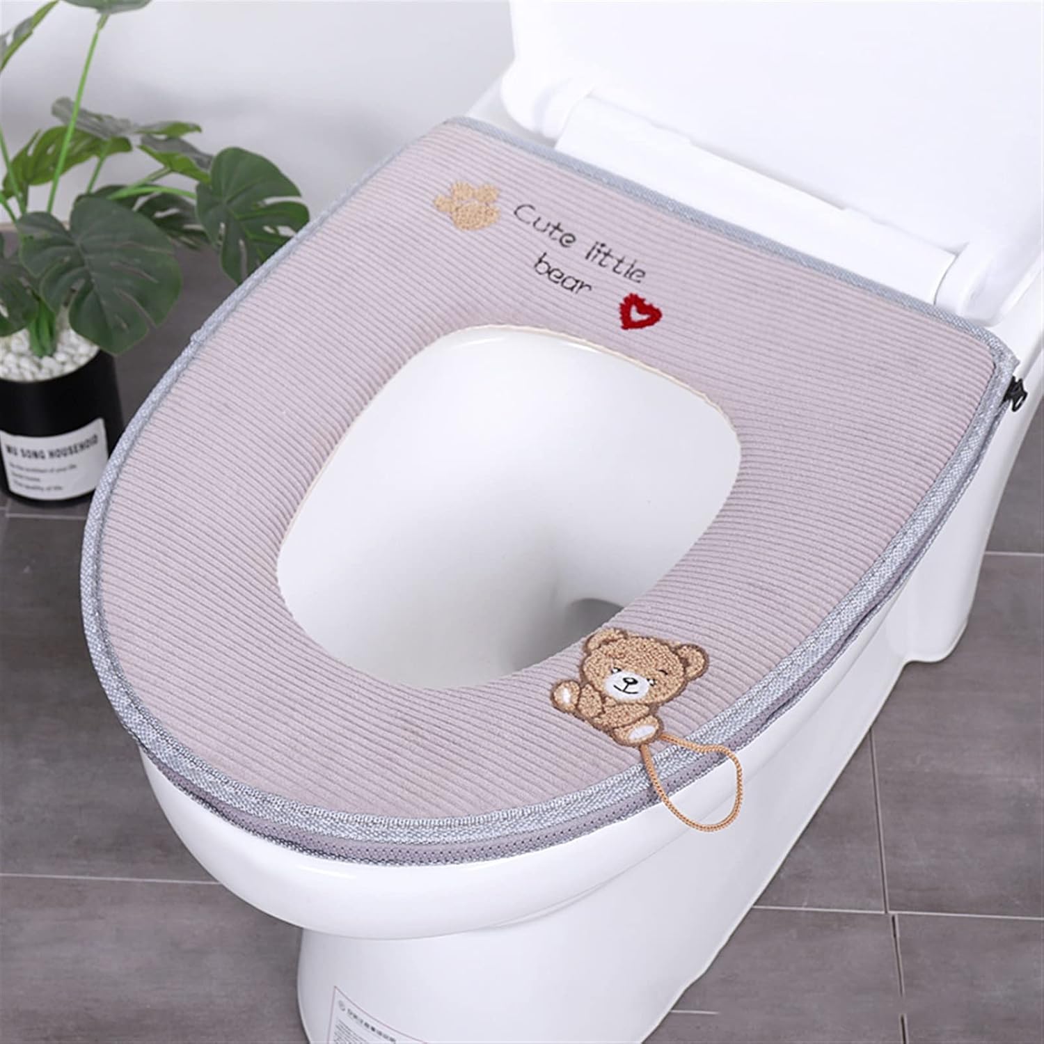 Universal Toilet Seat Cover Winter Thick Warm Soft Velvet Zipper WC Mat Toliet Mat Toilet Seat Cover Bathroom Accessories Decor(SKU-5)