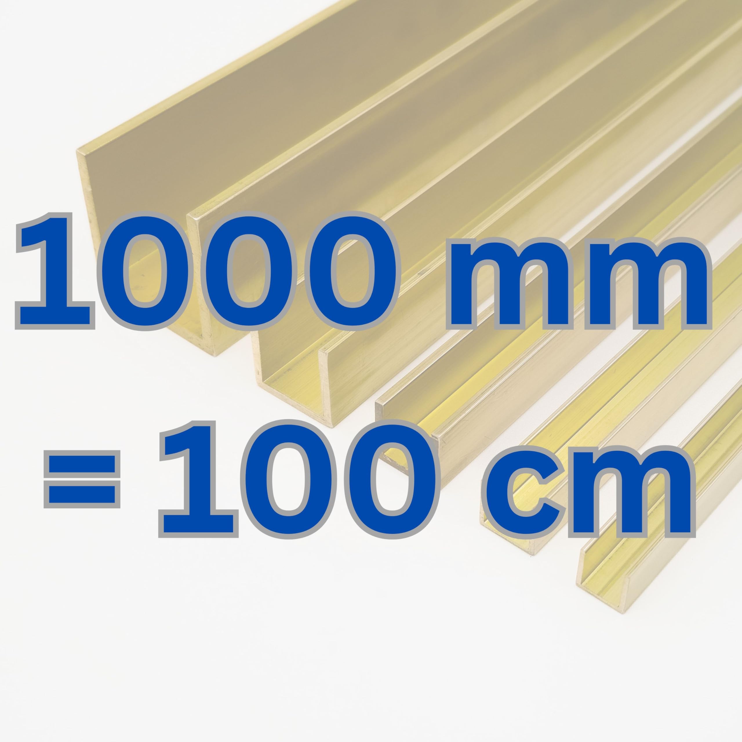 U-Profile aus Messing CW624N Sondermessing Kantenlängen 8-35mm, Länge 50-2000mm, Wandstärken 1-3mm Profil, U-Schiene, U-Winkel, Rinne (Länge: 1000 mm = 100 cm, 8x8x8x1 mm)
