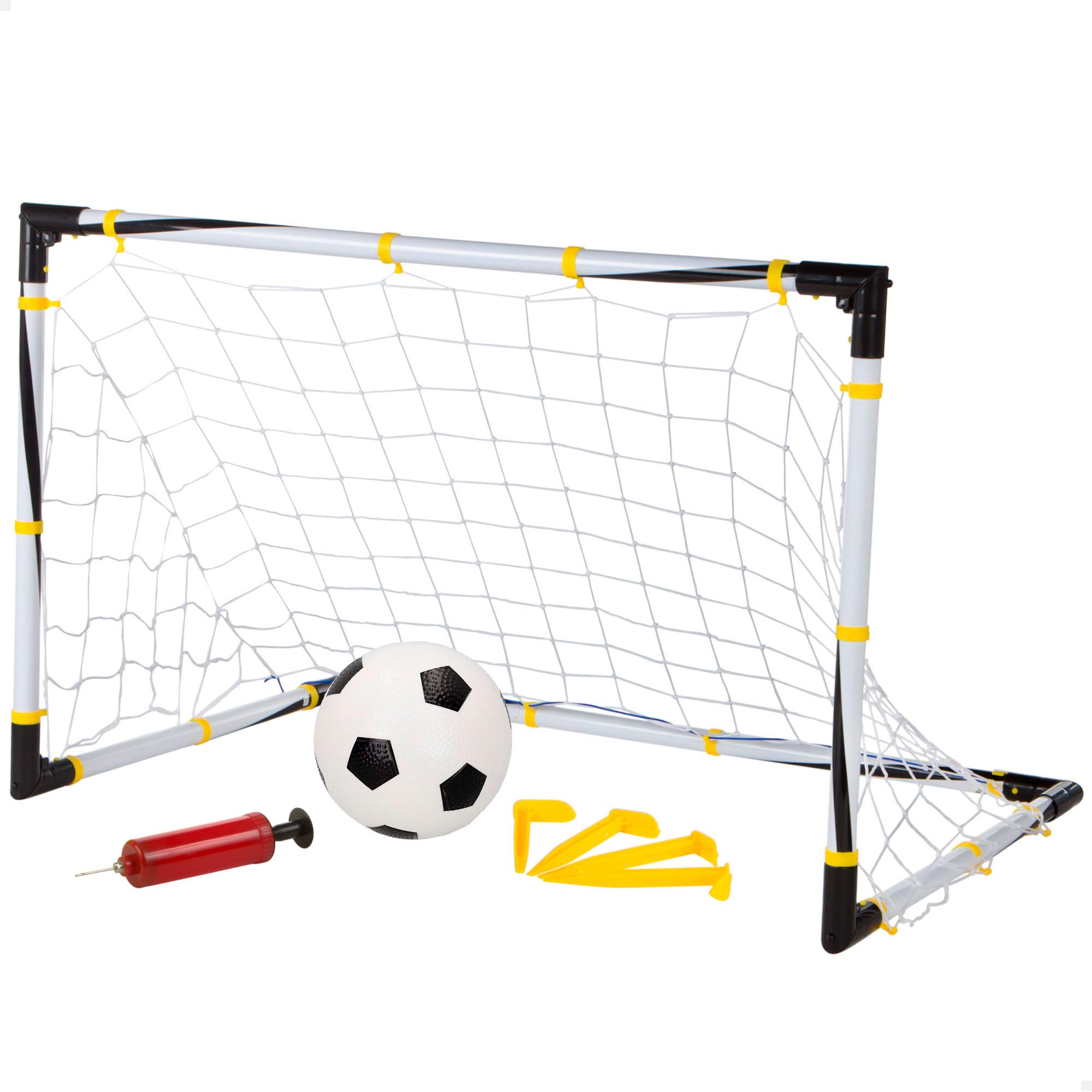 ColorBaby Portería fútbol, Portería Plegable, con balón, Ø10,​5 cm, hinchador, Portería fútbol niños jardín, 100x70x70 cm, 4 piquetas, Juegos de Exterior