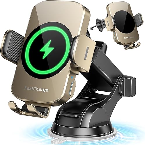 Wireless Car Charger, Fast Charging Phone Holder BothLin 3 in 1 Phone Mount Auto Clamping Car Accessories Compatible with iPhone 15 14 13 12 11 Xs