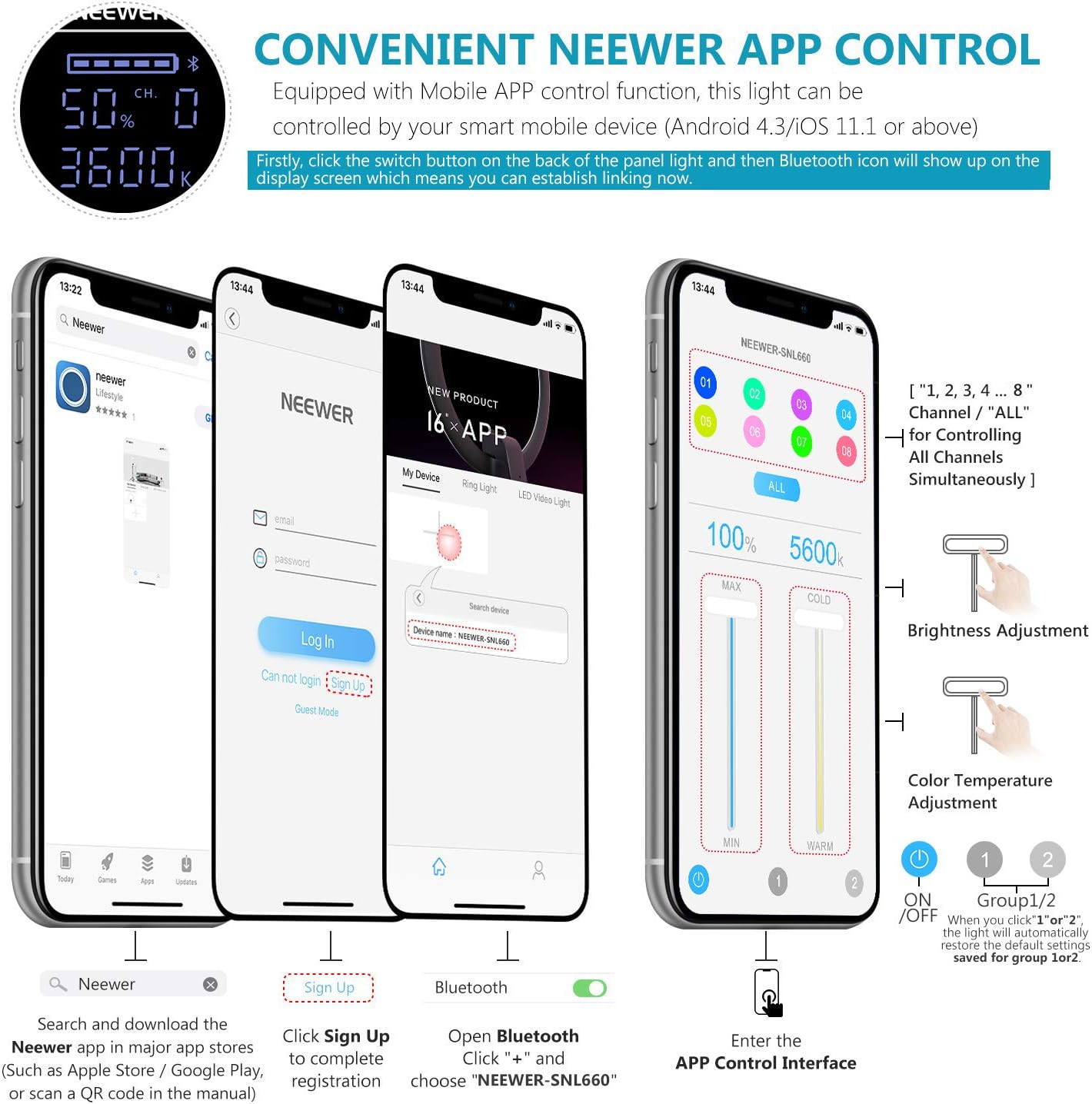 Rеvіеw Prоduсt Neewer 3 Packs 660 LED Video Light with APP Control, Travel Bag Included