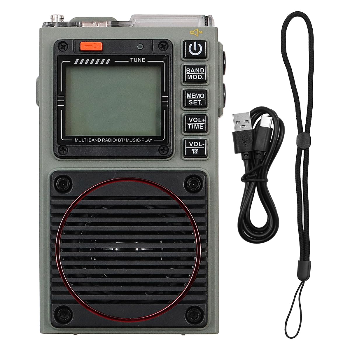 DollaTek FM VHF AM SW WB Band Radio App portatile di supporto per radio a onde corte Allarme SOS stereo per bassi remoto intelligente