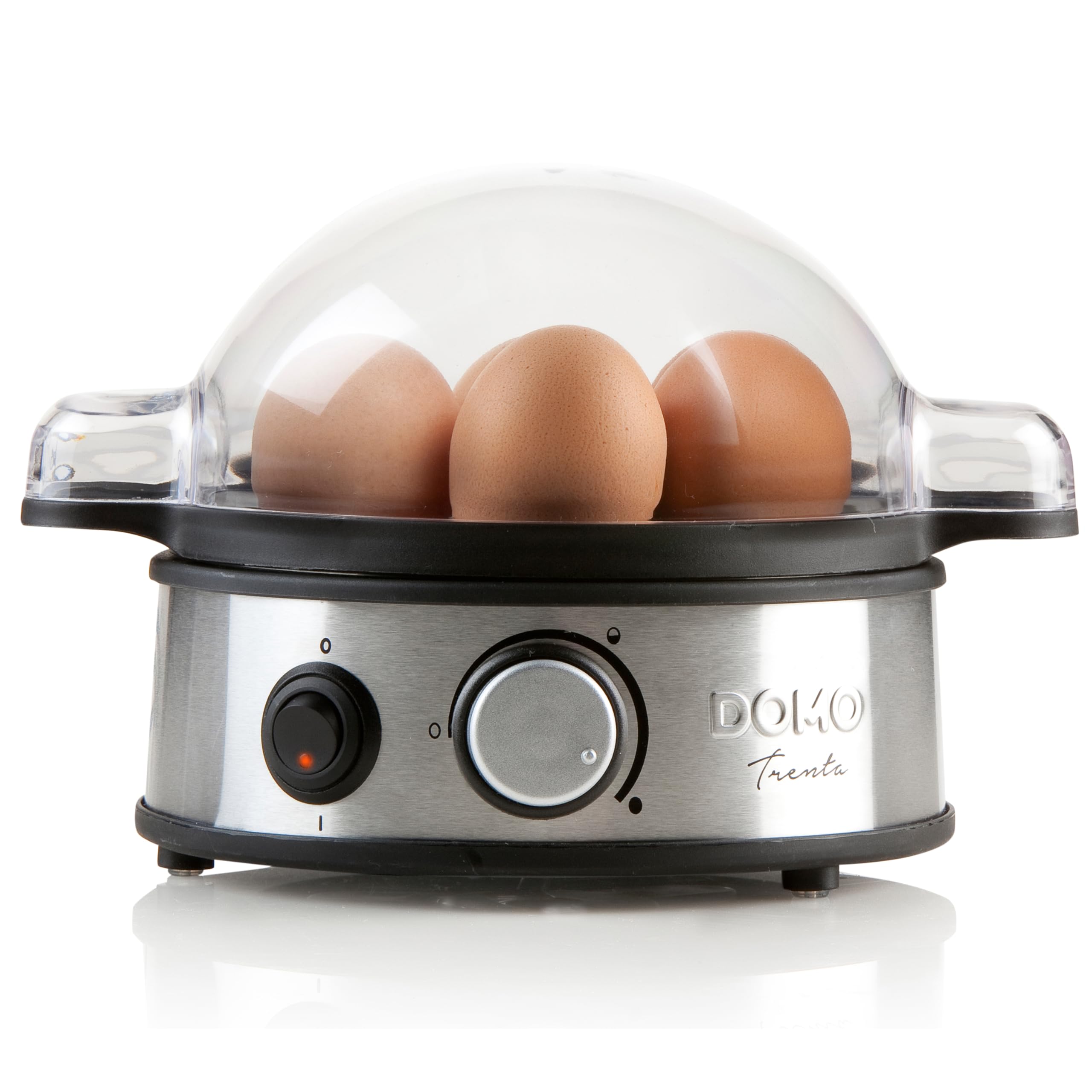 DOMO DO9142EK Cuiseur à œufs 7 œufs – Egg cooker 400 W – Cuit-œufs avec 3 niveaux de cuisson – Signal sonore – Boîtier inox
