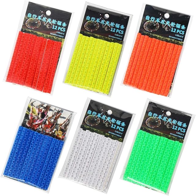 WENHUAZAI NA 72 Pcs Bike Spoke Reflector Cycling Wheel Rim Reflective Clip Bicycle Cycle Wheel Spoke Reflectors Clip Tube for All Standard Bike Spokes 6 colours