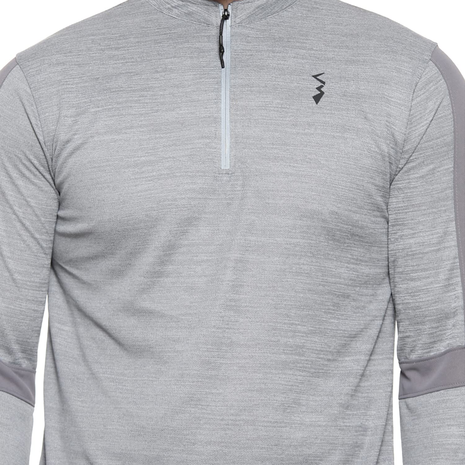 Campus Sutra Basic Activewear - Camiseta de manga larga para hombre, corte normal, cuello alto, media cremallera, de poliéster, ajuste cómodo para uso diario