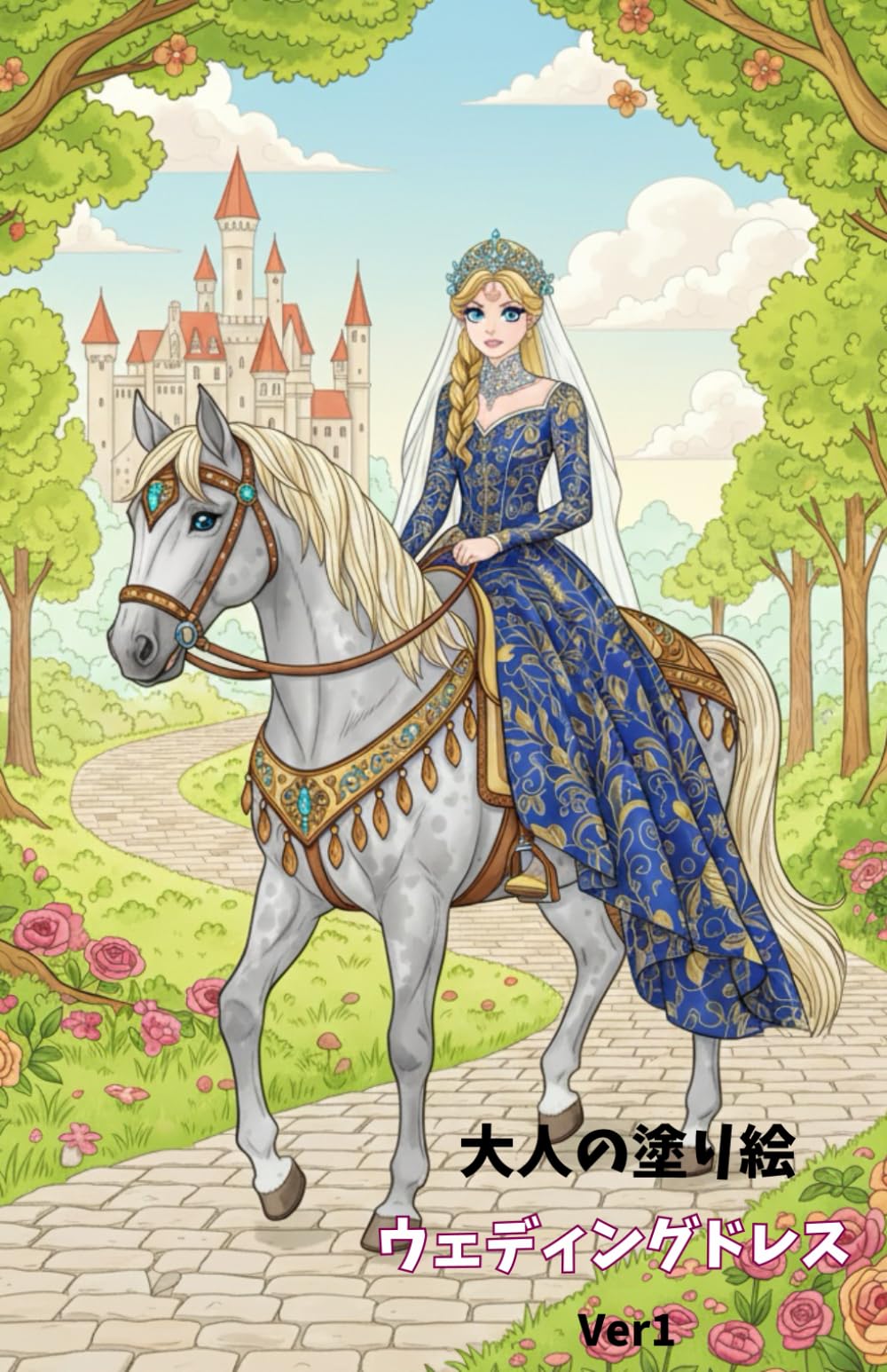 大人の塗り絵　ウェディングドレス
