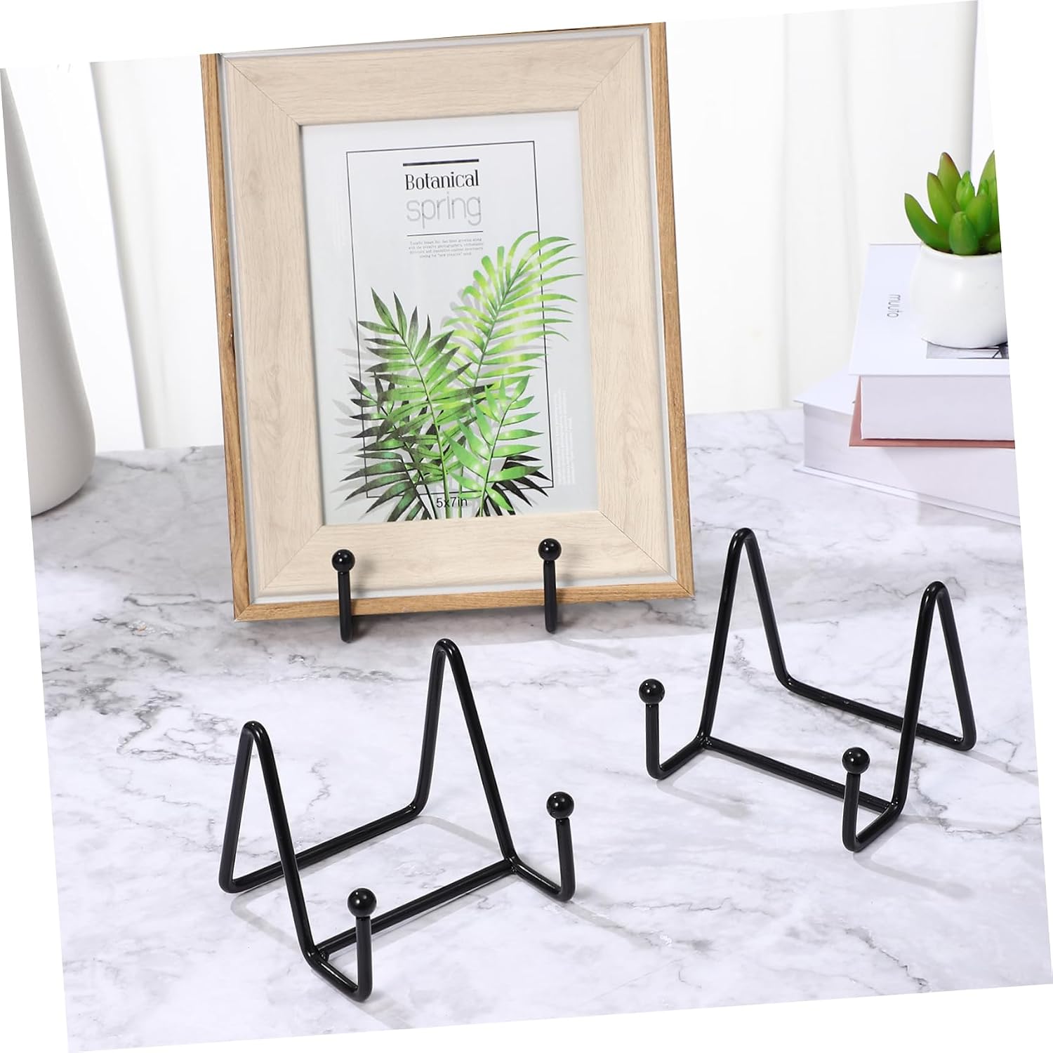 GARVALON 4pcs Metal Plate Holders Display Stands for Dishes Photos Books Vertical Plate Riser for Kitchen Home Office
