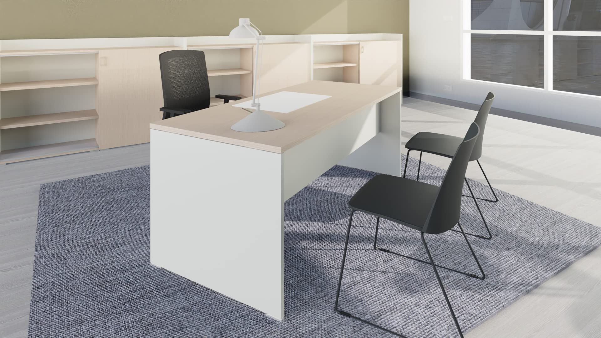 FBasic Scrivania Operativa in legno - Colore Bianco - 140x80x74