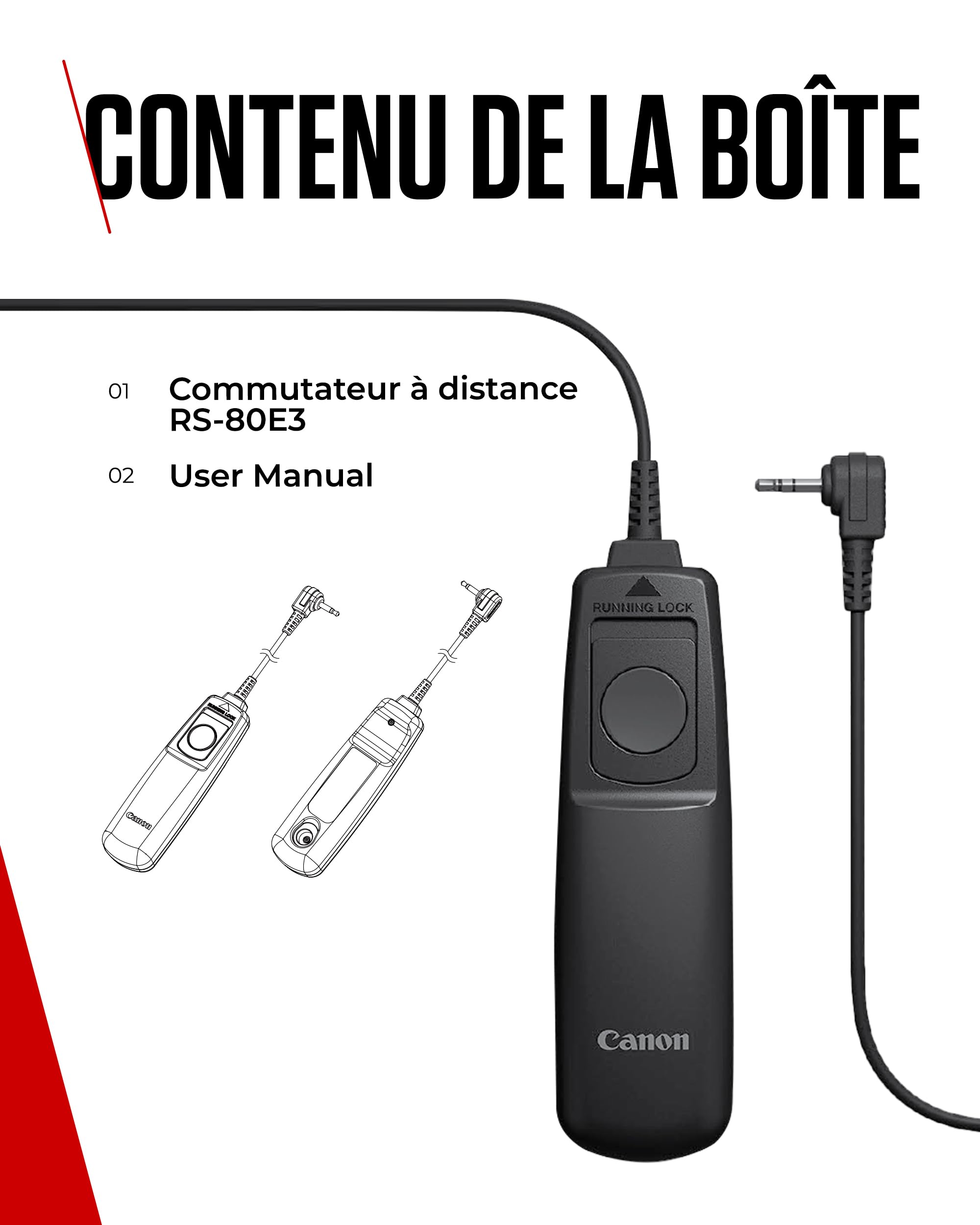 Télécommande Canon RS-80E3 - Contrôle d'Obturation Amélioré - Idéal pour la Longue Exposition, la Macro & la Photographie sur Trépied - Compatible avec Les Appareils Photo Canon EOS Hybride & Reflex