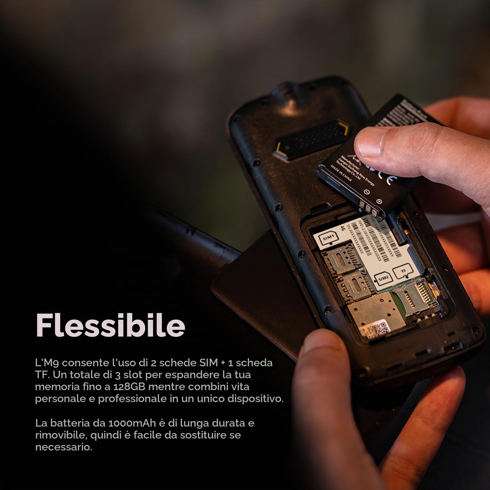 AGM M9 Cellulare 2G Per Anziani, Pulsanti Grandi, Suono Potente, IP68, Doppia SIM, Batteria Lunga, Senza Internet