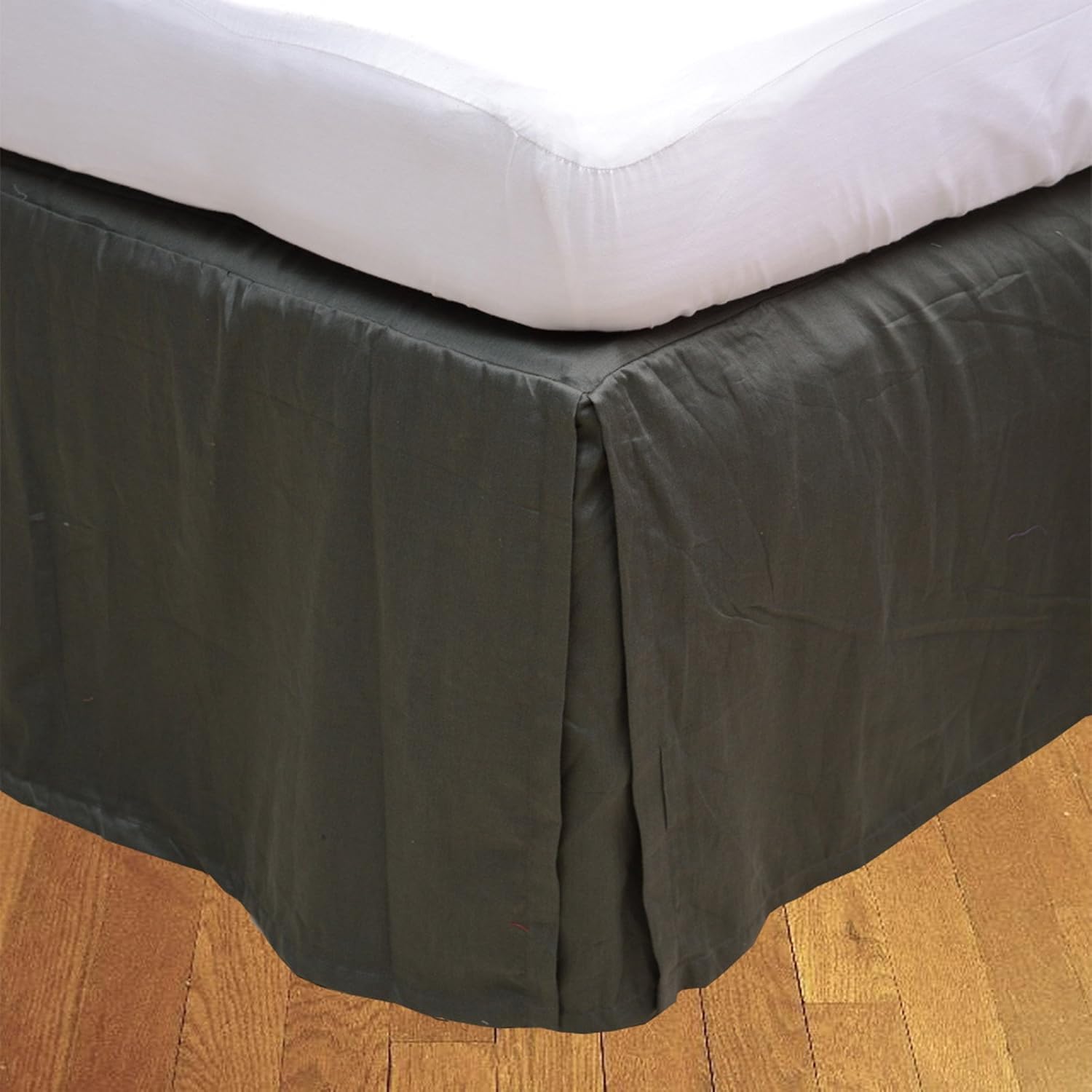 BedDecor Box Pleated Bed Skirt Elastic, 600TC Solid Luxurious 19 Inches Drop(Darkgrey,Full)
