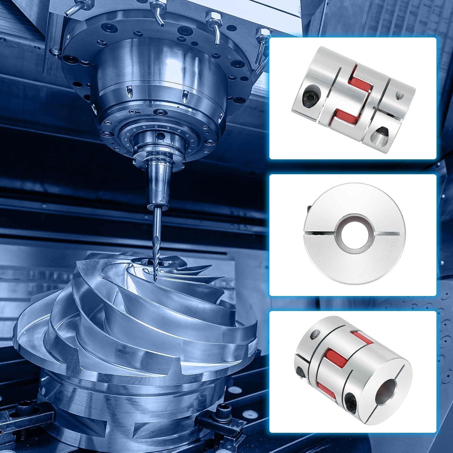 MECCANIXITY Aluminum Shaft Coupling 11mm to 15mm Flexible Spider Coupling L50mm x D40mm Coupler Jaw Spider Shaft Joint Connector for 3D Printers DIY Encoder CNC Router Milling Machine