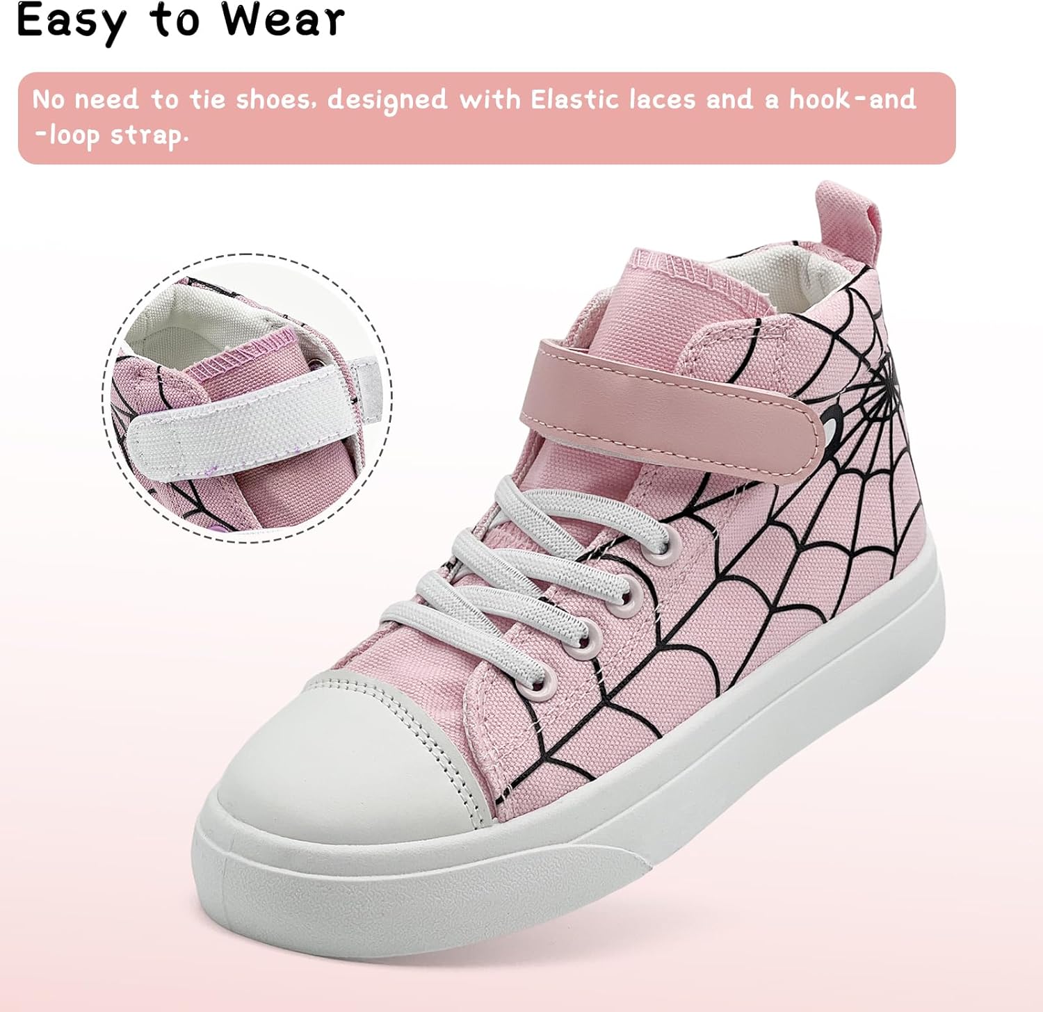 Toddler Boys Girls Shoes Kids High Top Canvas Sneakers Hook and Loops Lightweight Cartoon Casual Sneakers Walking Shoes - Image 6