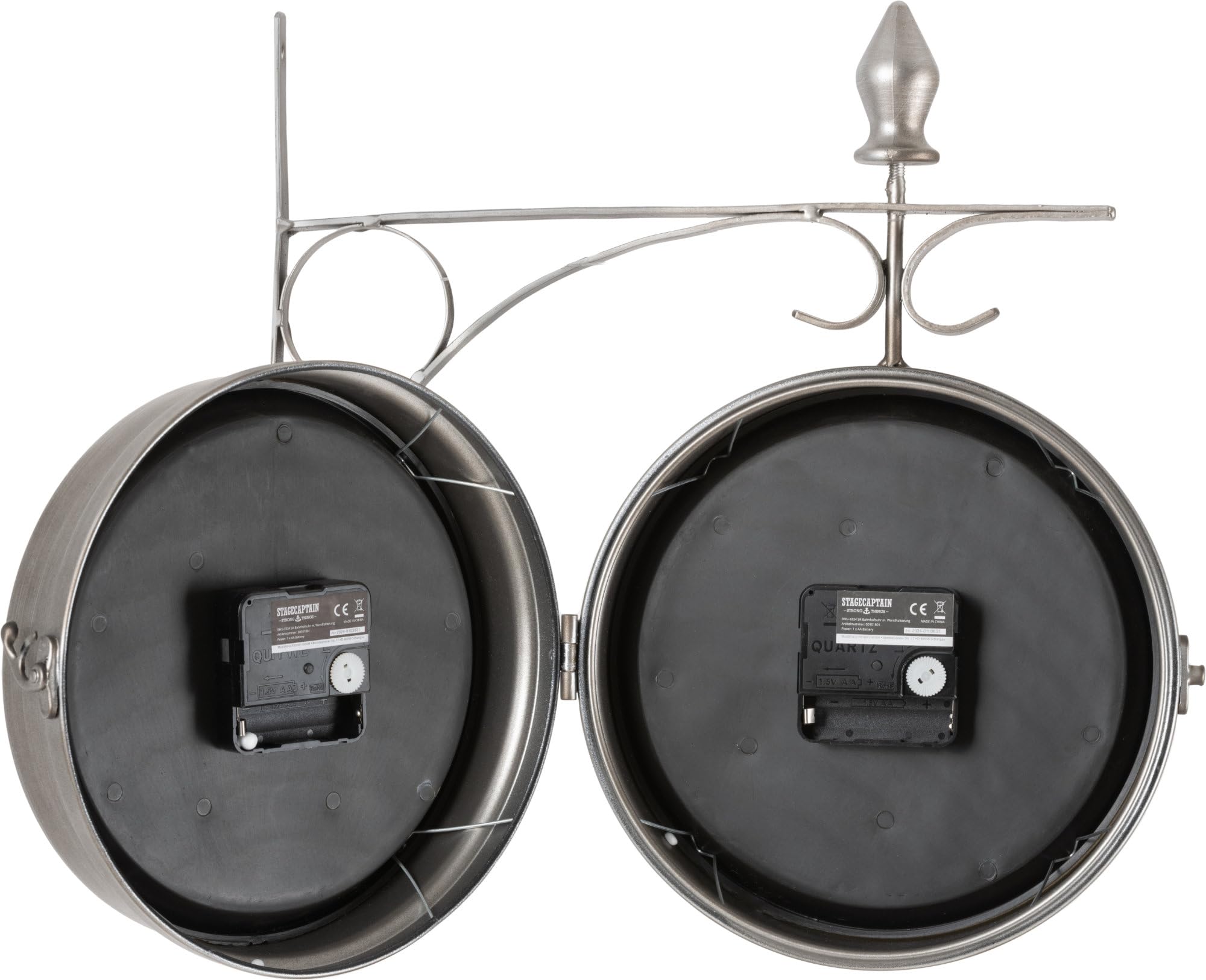 Stagecaptain Horloge De Gare BHU-4543 SR Grande avec Support Mural Argent