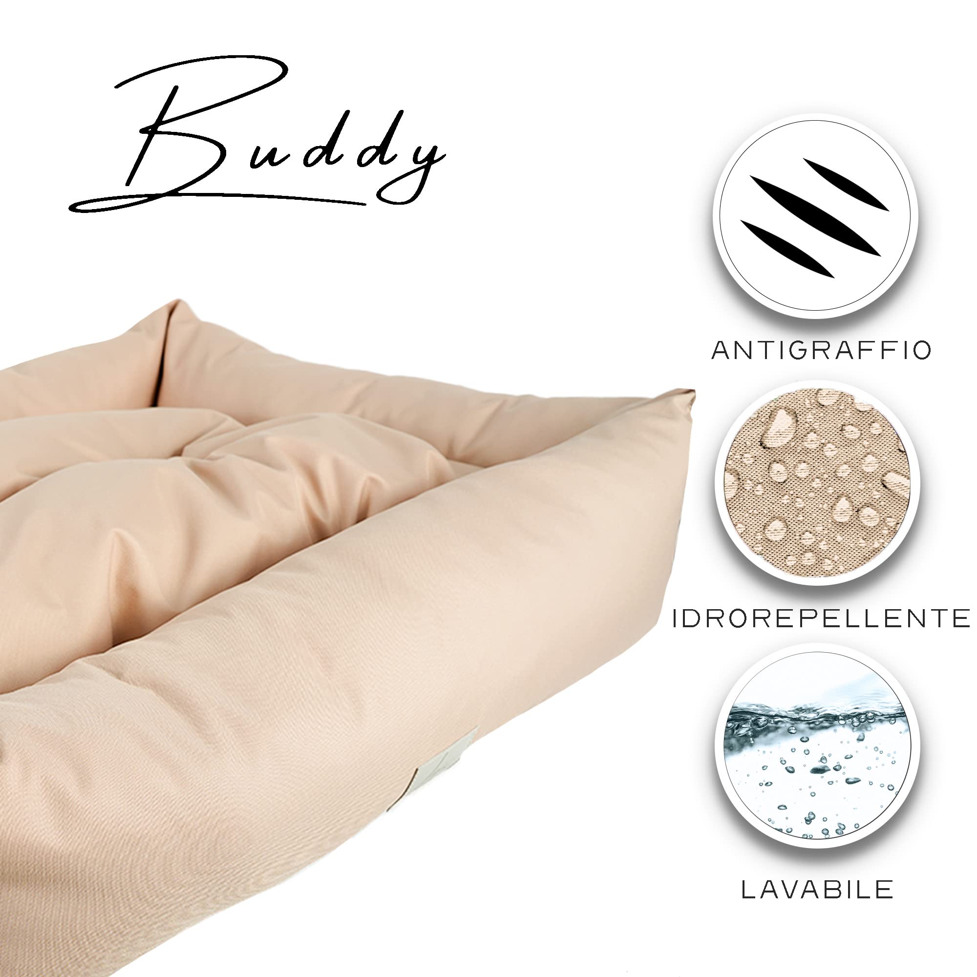 Cuccia per cani idrorepellente antigraffio Ligo Buddy 70x65 cm Beige