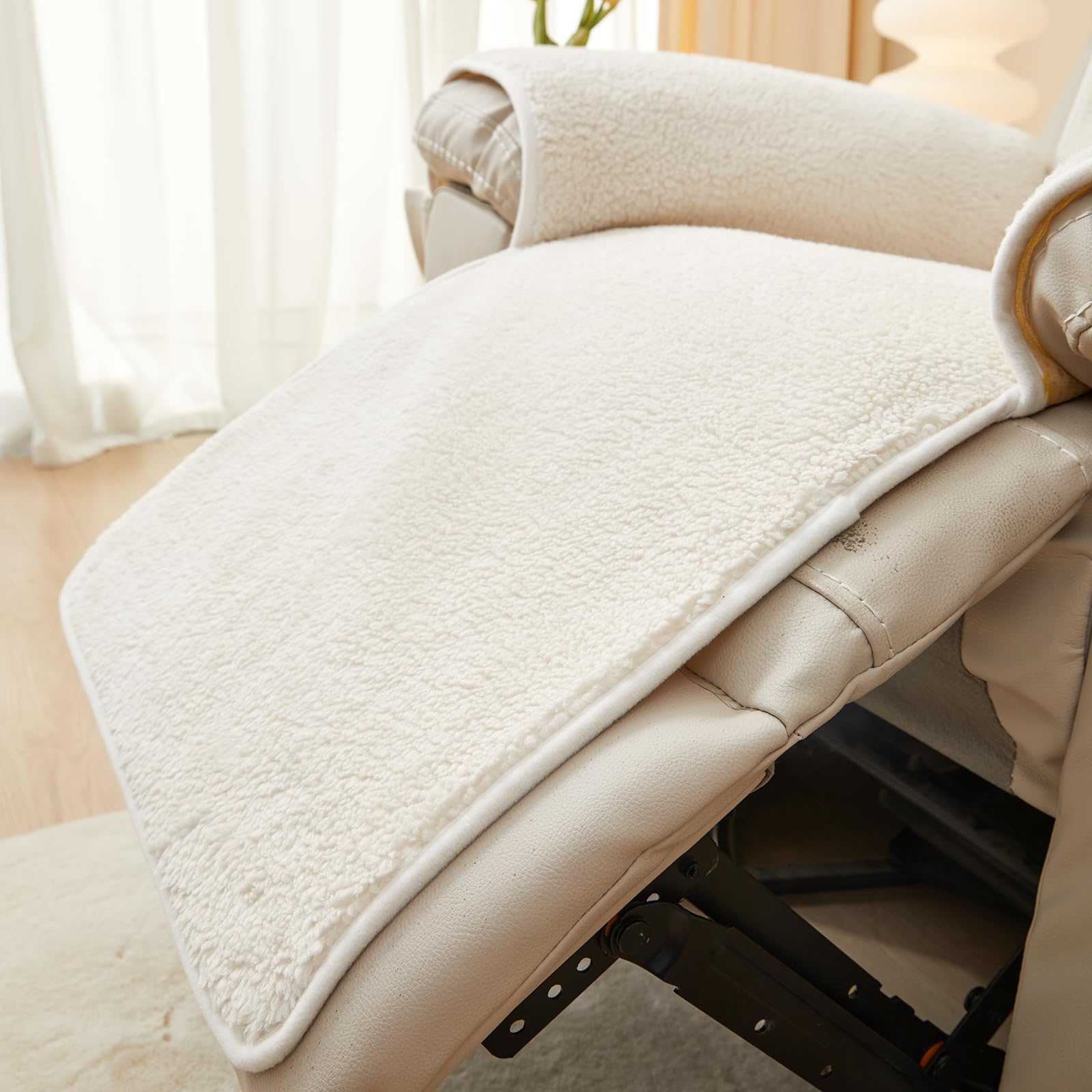 Copertura per sedia reclinabile, morbida e calda, in pile Sherpa, con retro antiscivolo, lavabile, protezione per mobili per bambini e animali domestici