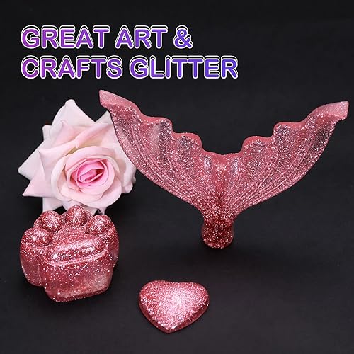 Miniatura 20 de HTVRONT Purpurina blanca fina holográfica – 1.76 oz de purpurina para resina, purpurina fina no tóxica para uñas, resina, fabricación de velas, Negro