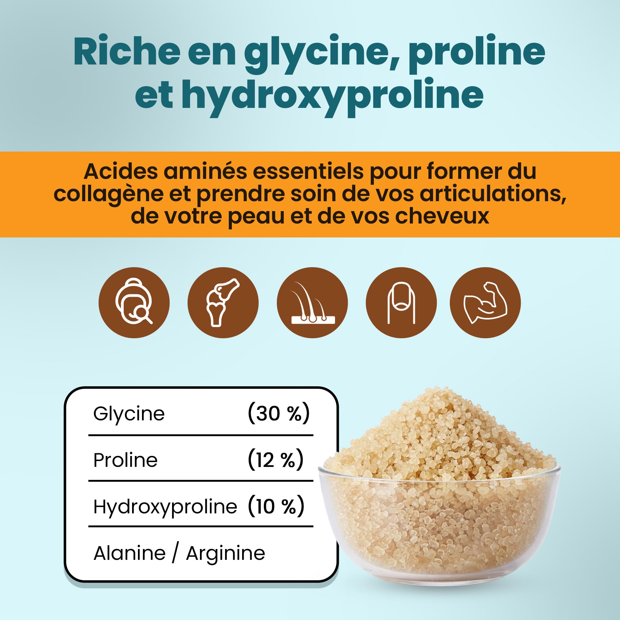 Snadi Gélatine Bovine Granulée | 1 kg | 100% Pure, Sans Saveur et Qualité Professionnelle | Riche en Acides Aminés Précurseurs du Collagène | Pâtisserie, Desserts et Sauces | Dissolution Facile et Te