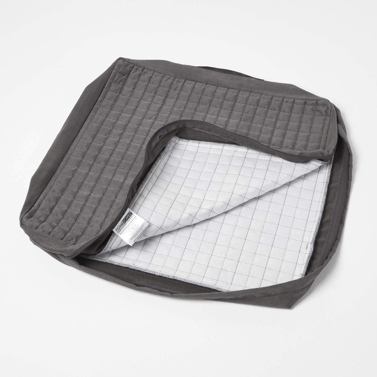 Homescapes Unisex Grey Quilted Polyester Armchair Booster Cushion Cover In | Size: 50Cm X 50Cm