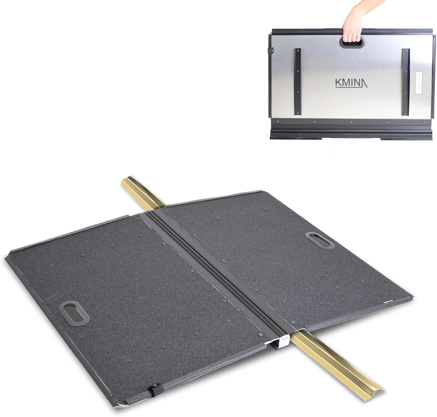 HOMCOM Wheelchair Ramp 4FT, Folding Aluminum Threshold Ramp With Non-Slip Surface