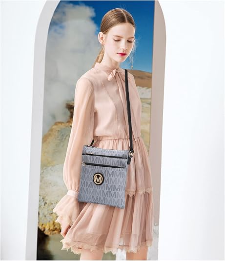 MKF Collection Vegan Leather Crossbody Bag - With Card Holder & Pouch Set, Adjustable Strap, 8.2x4in - View #5