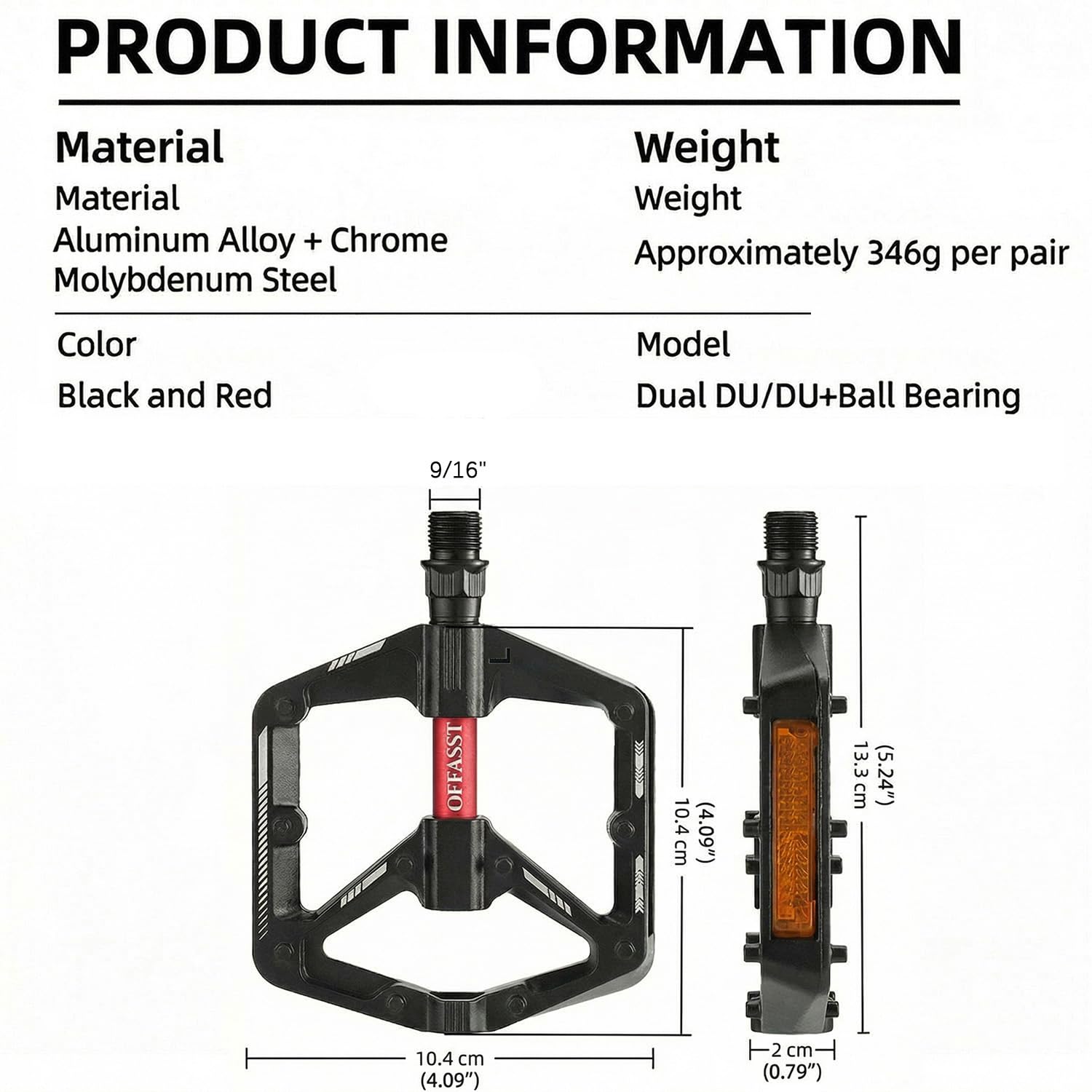 Fahrradpedale Flats, CNC-Aluminium Flats für alle Fahrradttypen - 10 Anti-Rutsch-Stifte, Wasserdichtes Cr-Mo Achslager, 9/16"