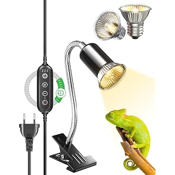 Glowup Reptile Heat Lamp Timer Turtle Light Sunplace Lamp with Clip for Reptiles Turtles Lizards Snakes - E27 Bulbs Included