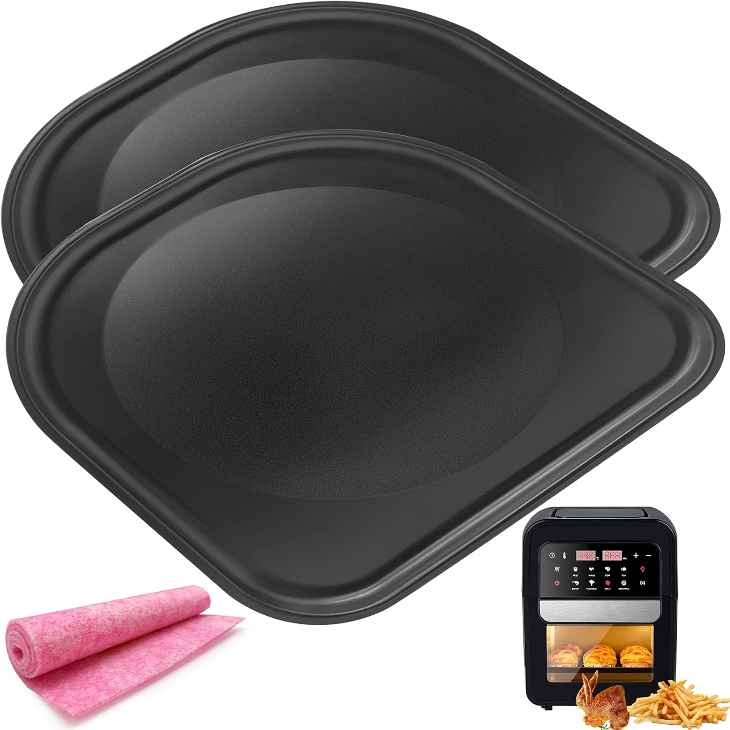 Drip Tray for PowerXL Air Fryer, 2 PCS Premium Nonstick Drip Pan, Oil Drip Tray, Oven Drip Pan, Air Fryer Replacement Parts for 6QT 10QT PowerXL Vortex Air Fryer Oven Pro Plus,Dishwasher Safe product image