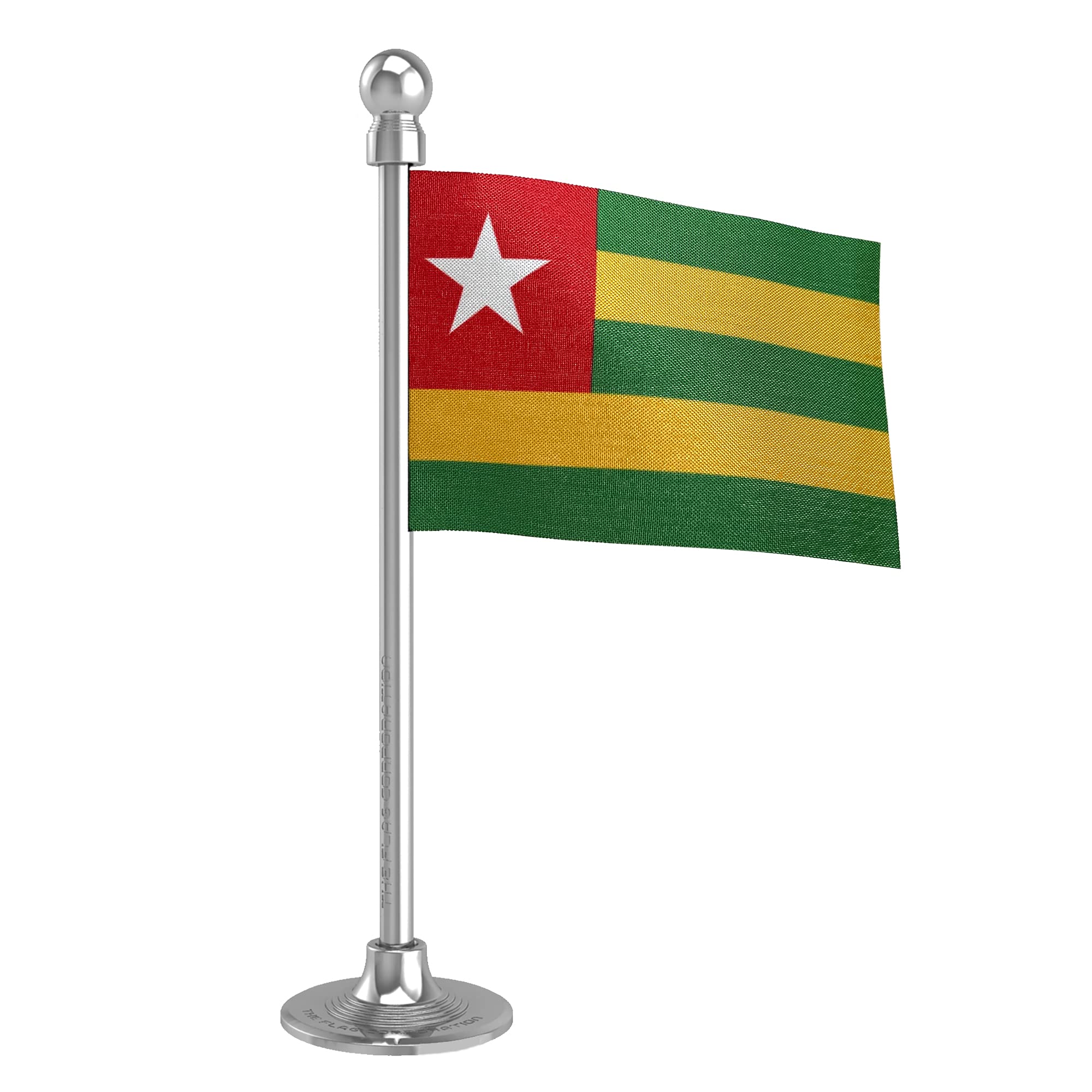 The Flag Corporation Togo Car Dashboard Flag 2in x 3in with A Stainless Steel Liquid Chrome Base