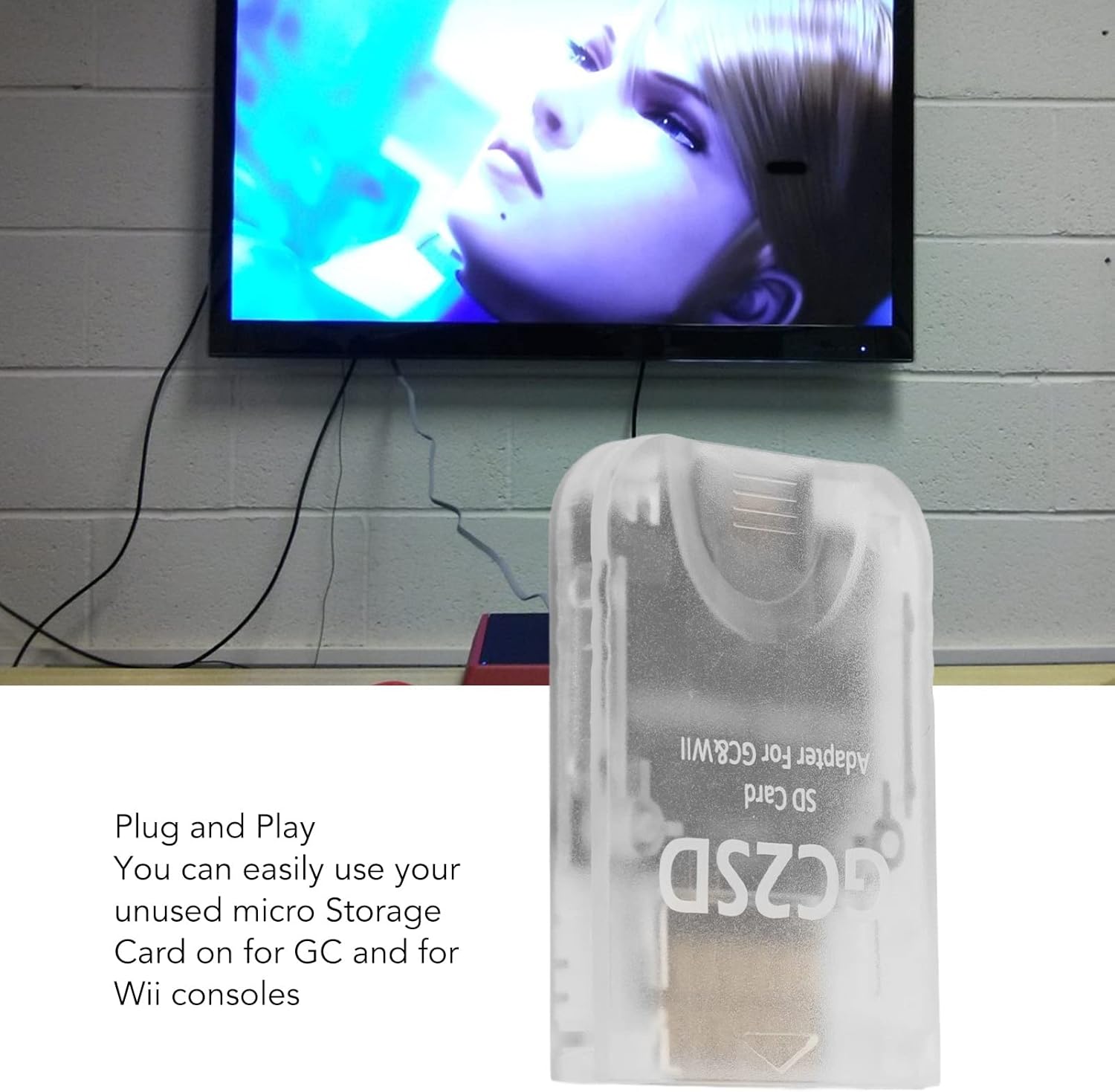 GC2SD Premium Micro Memory Card Adapter for Wii, SD Key Adapter for Wii Memory Card Converter for GC Game Console, Plug and Play Adapter for (Transparent)