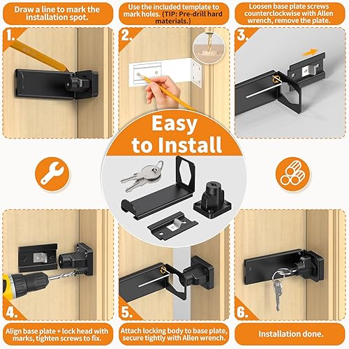 Miniatura 5 de Cerradura de puerta corredera de 90 grados, cerradura de seguridad en ángulo recto de cerrojo, pestillo de puerta apto para granero, jardín, valla,